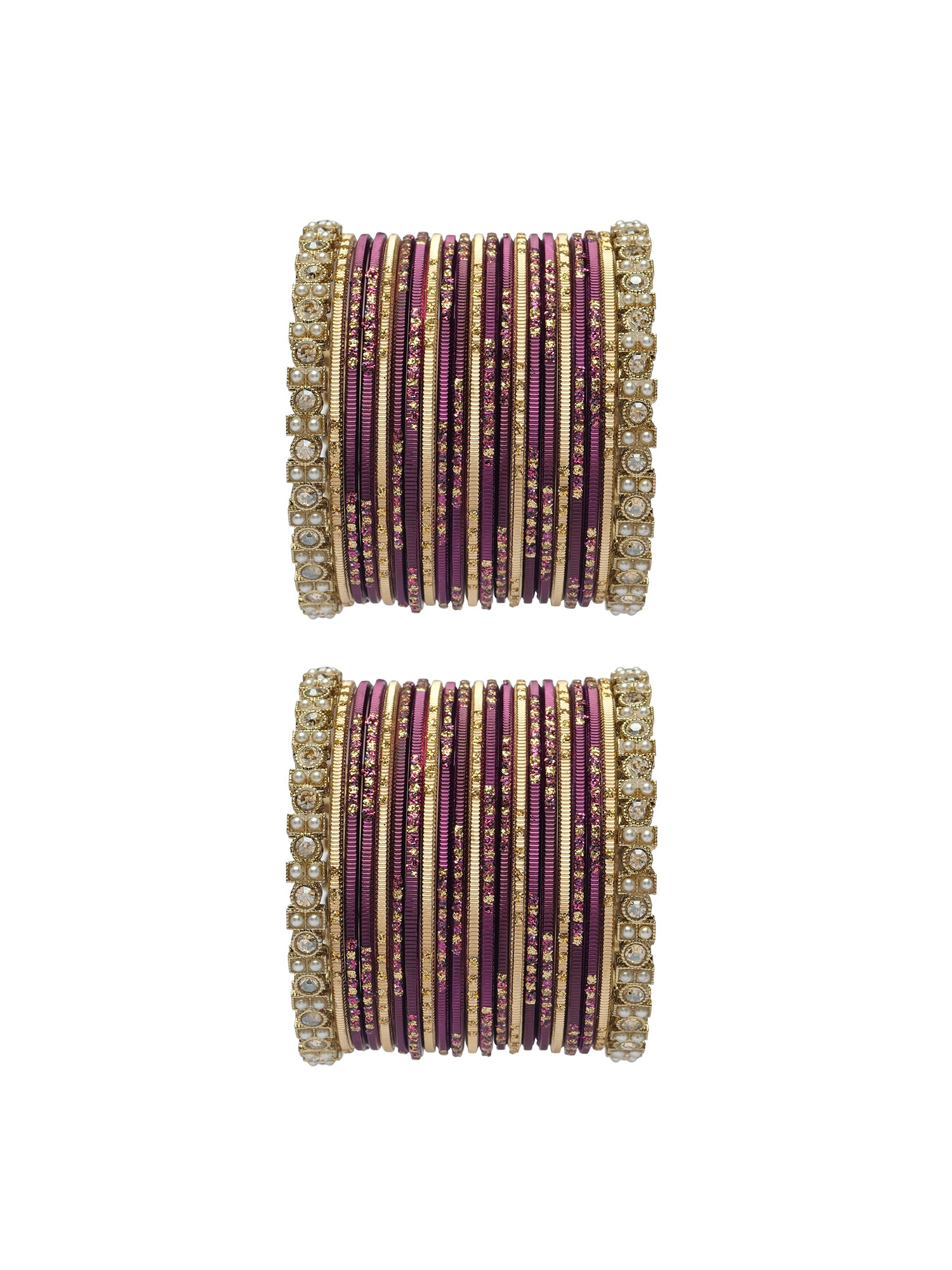 Mehira Two Hand Bangle Set in Purple