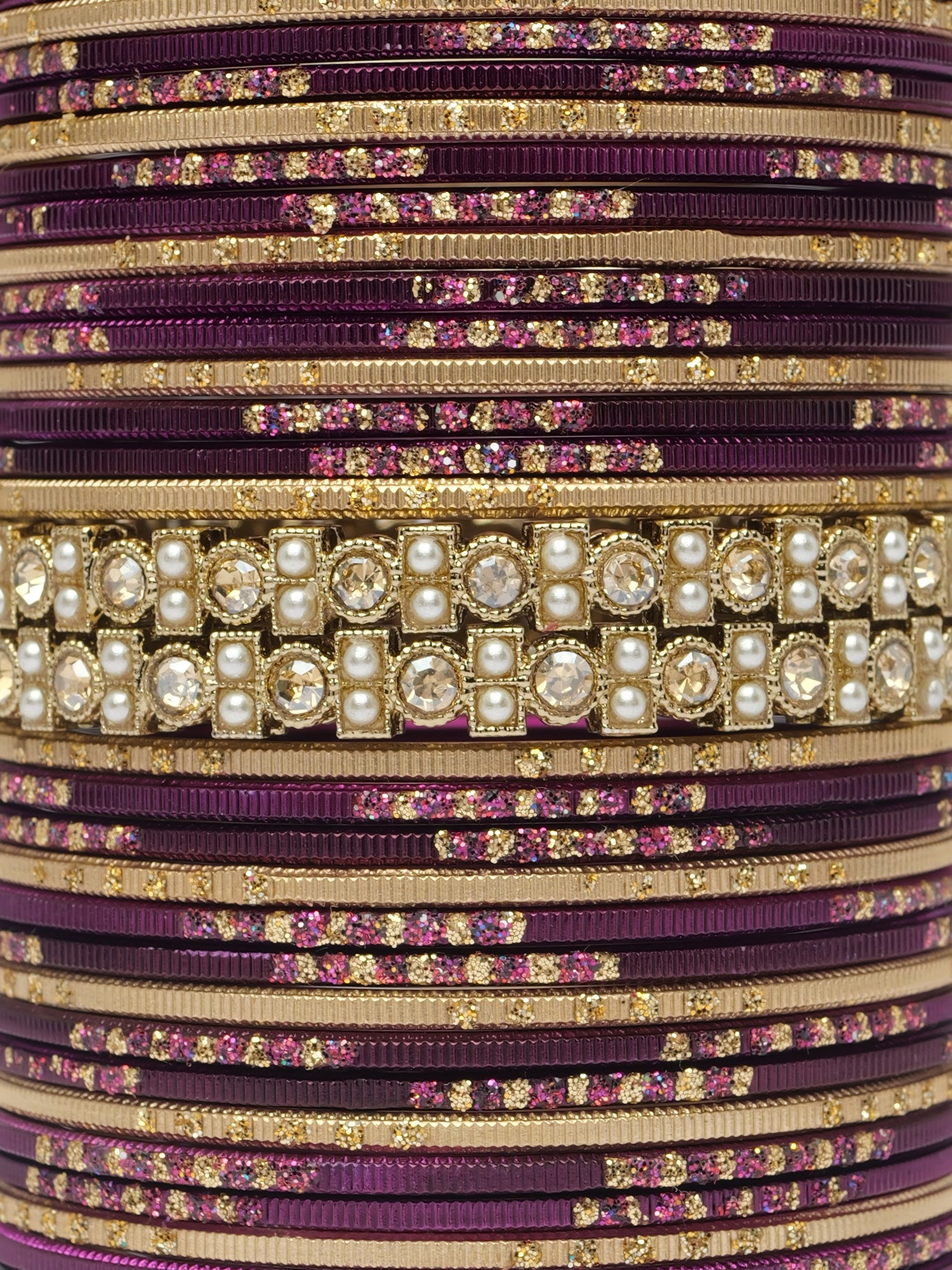 Mehira Two Hand Bangle Set in Purple