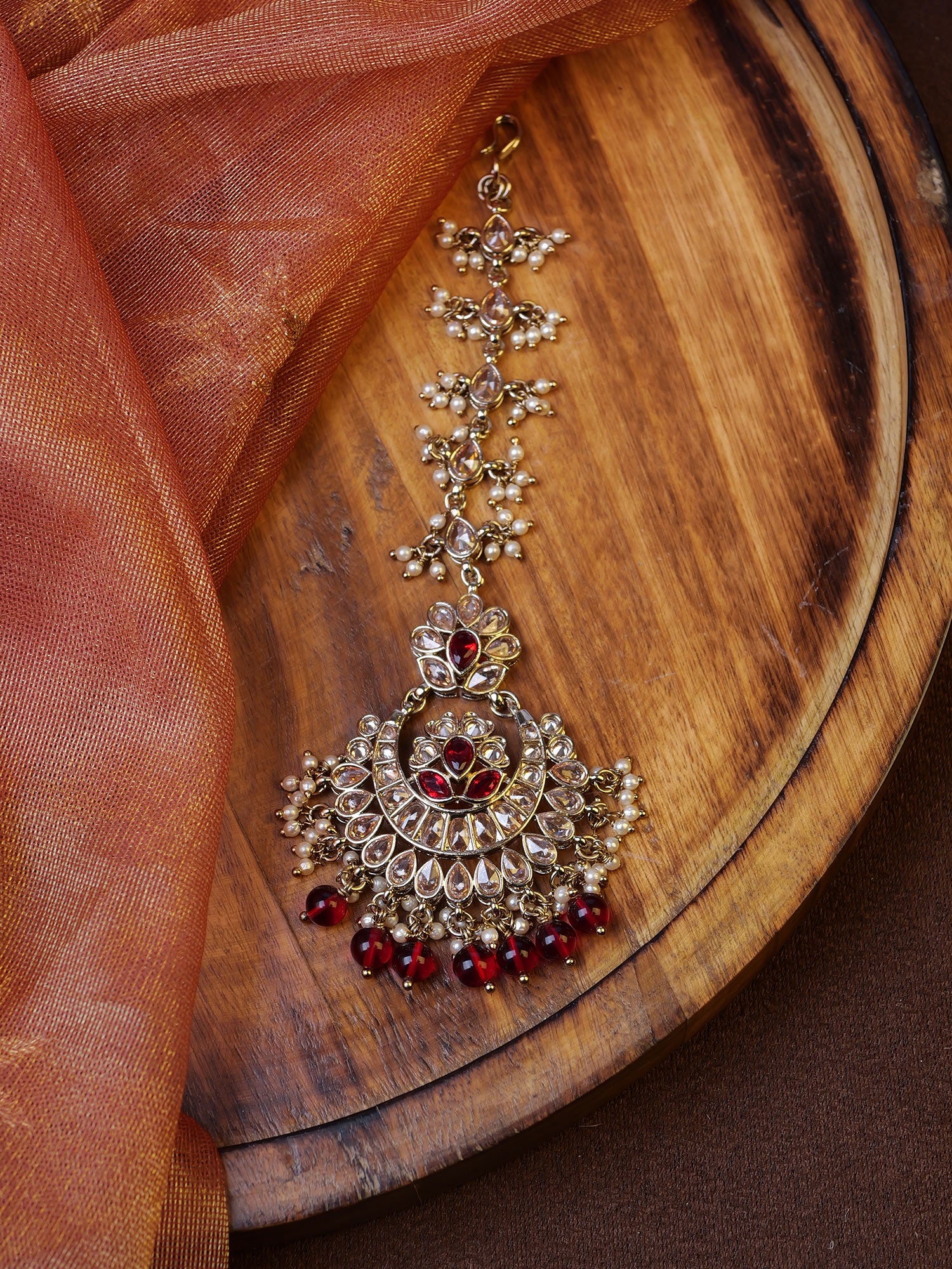 Mehreen Chand Maang Tikka in Maroon