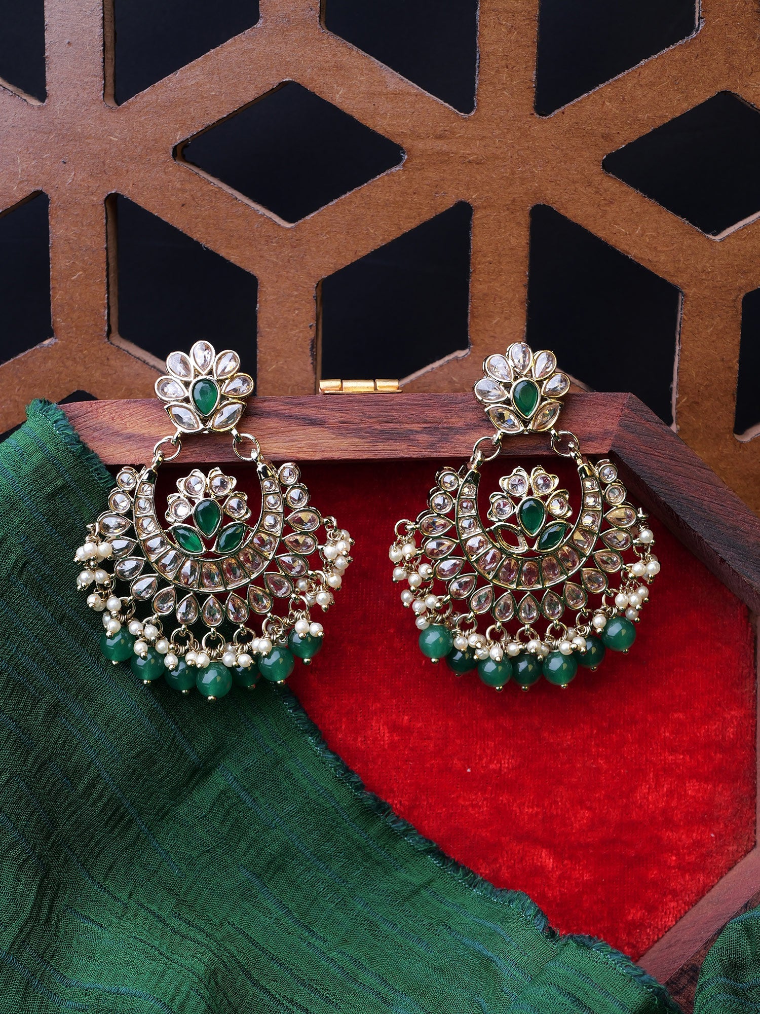 Mehreen Chandbali Earrings in Green