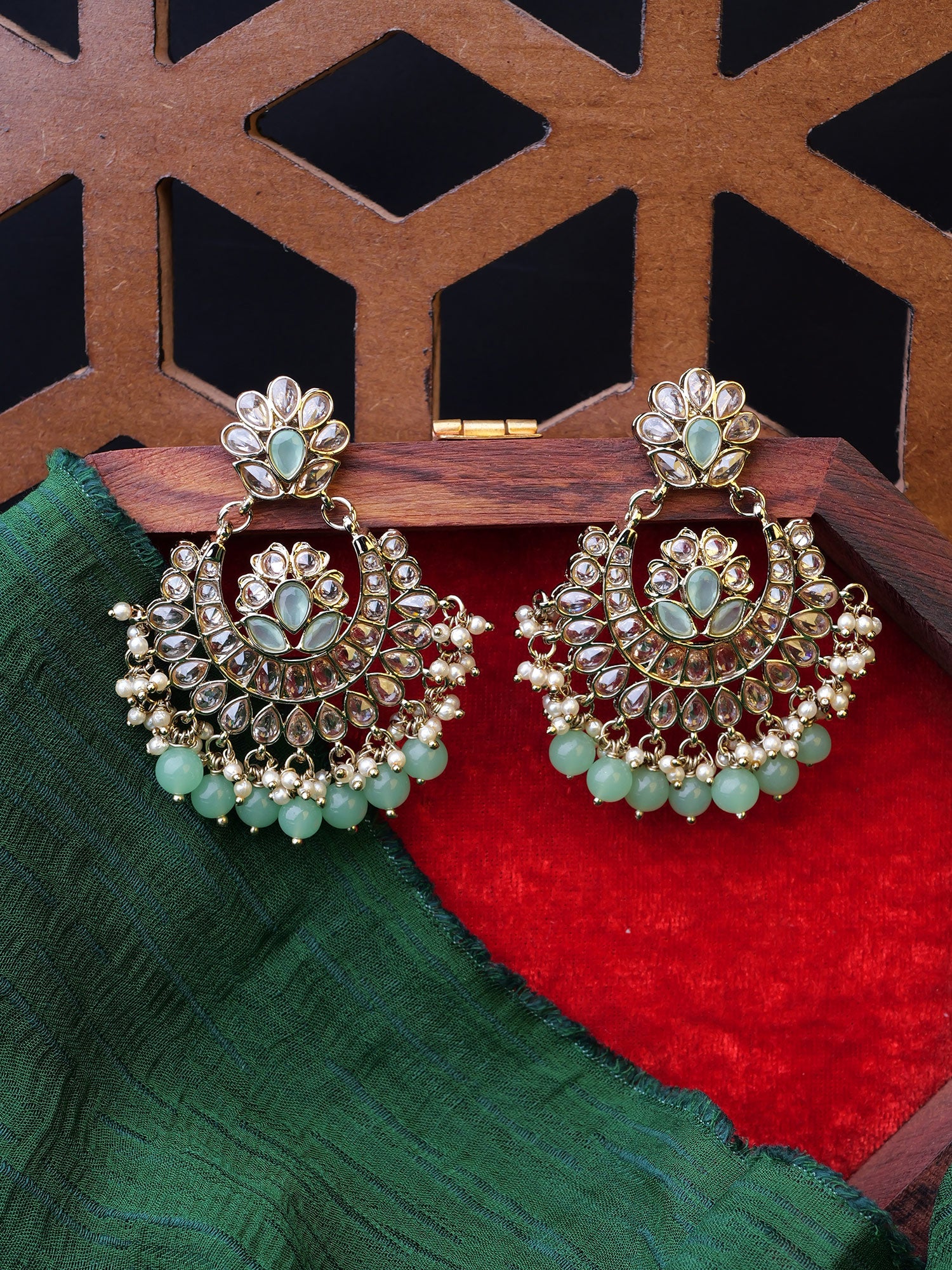 Mehreen Chandbali Earrings in Mint