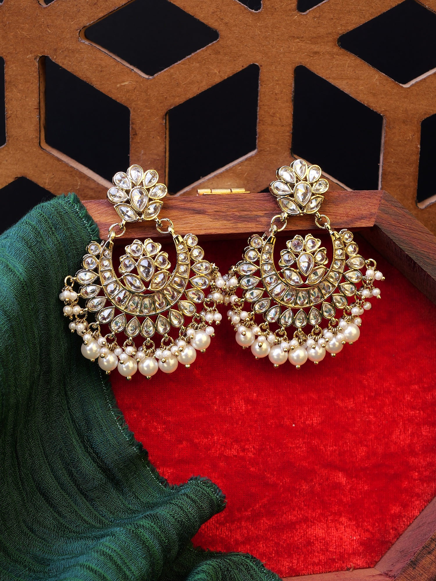Mehreen Chandbali Earrings in White - Main Image