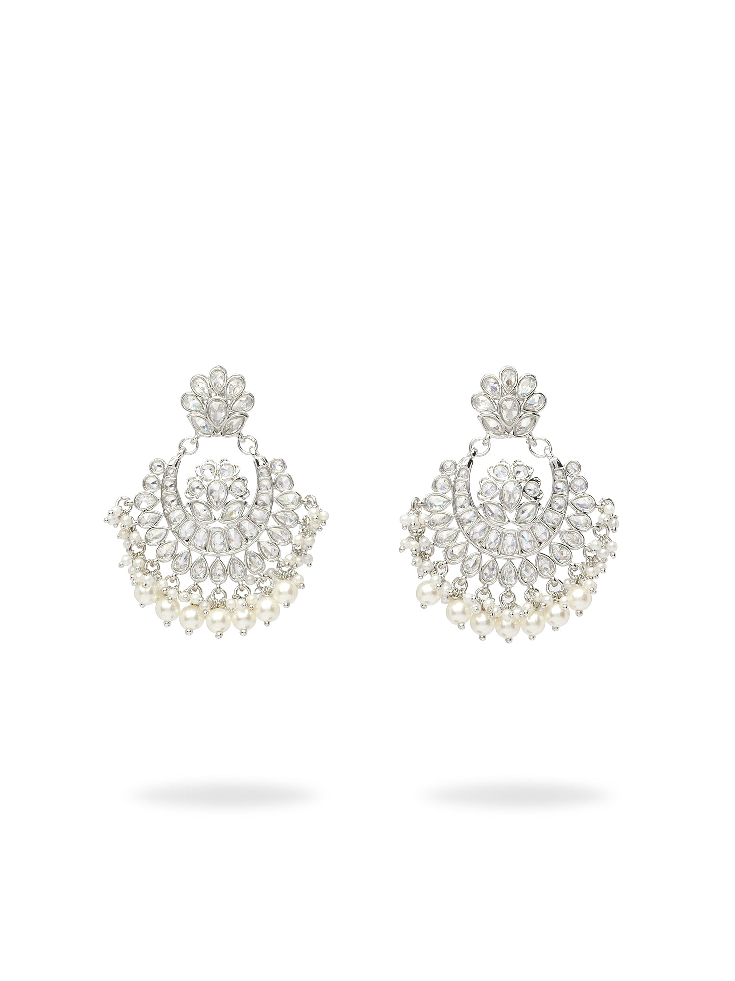 Mehreen Chandbali Earrings in Rhodium