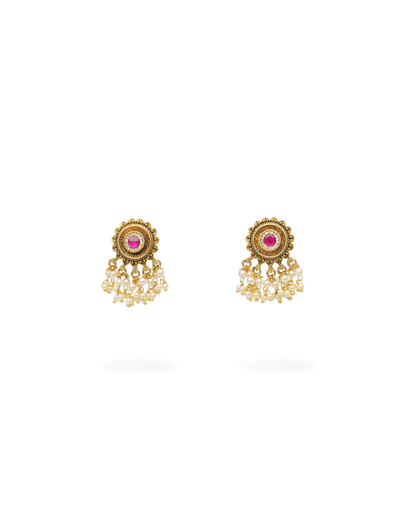 Mehrin Classic Earrings in Hot Pink and Pearl