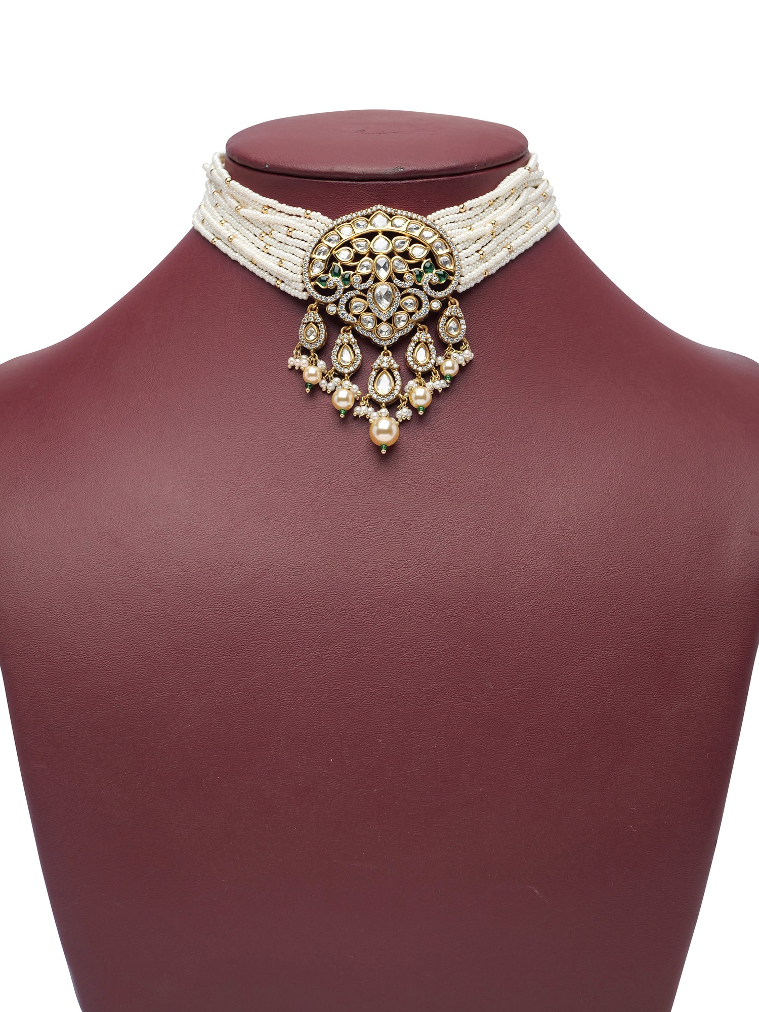 Mehrunisa Kundan and Minakari Choker Set in Green