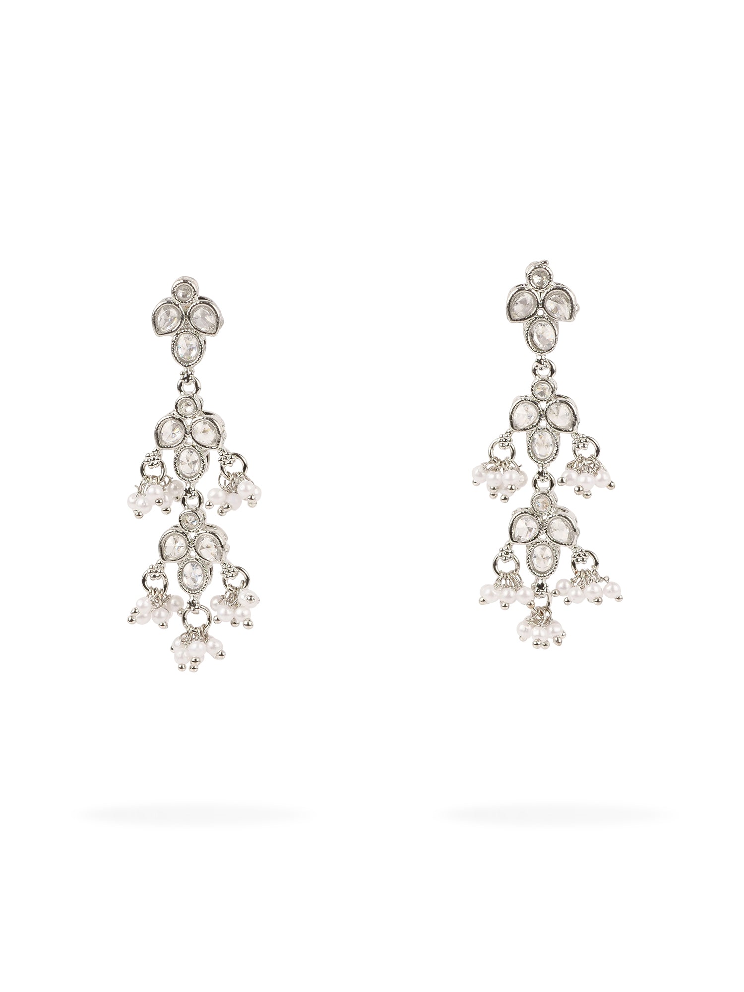 Mila Drop Earrings in Rhodium