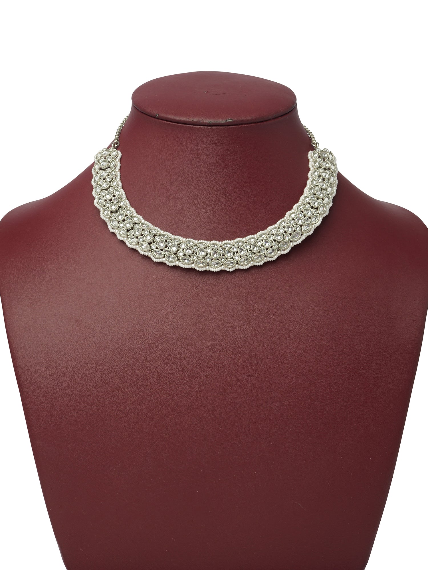Minal Necklace Set in Rhodium