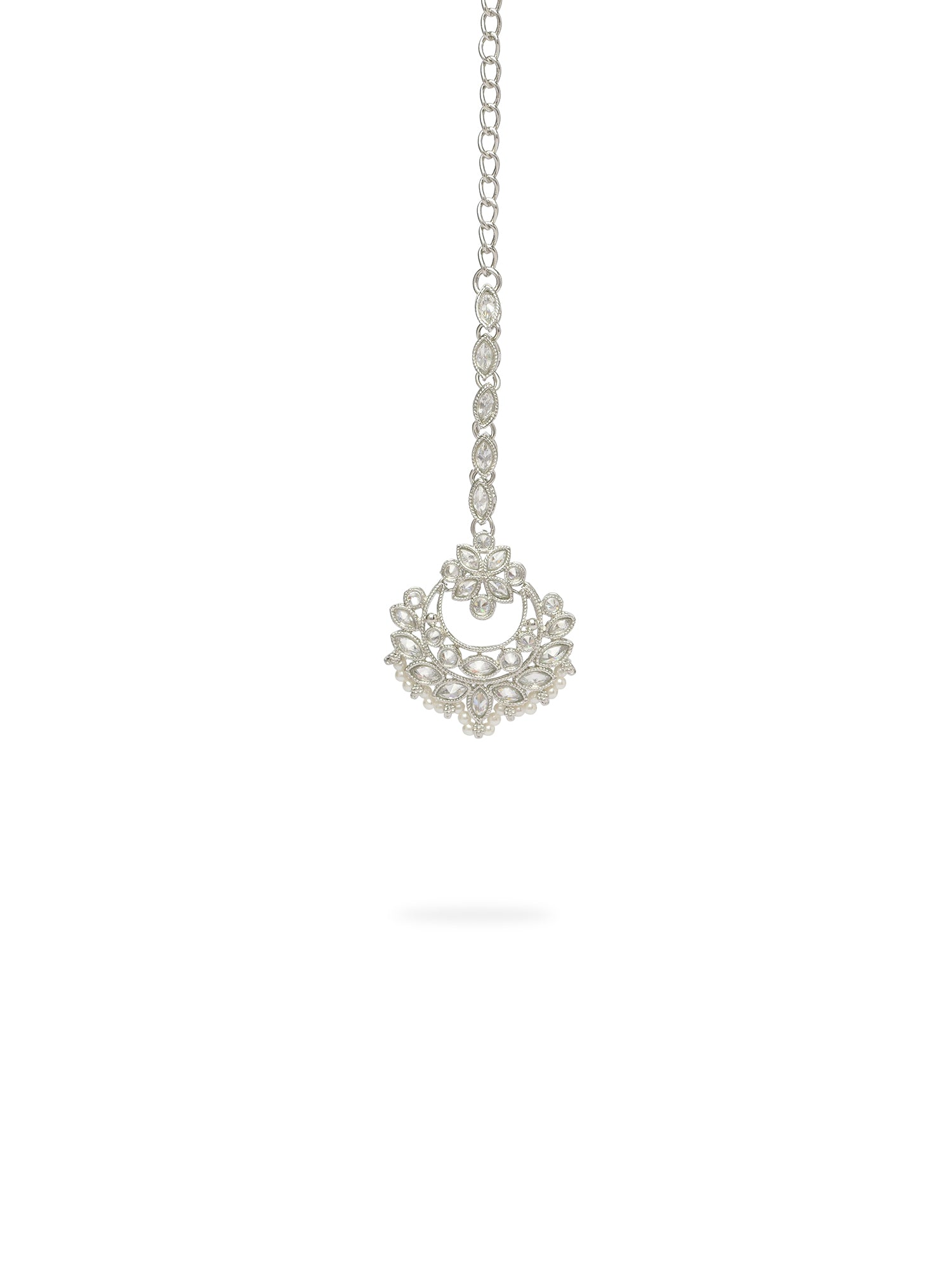 Minal Necklace Set in Rhodium
