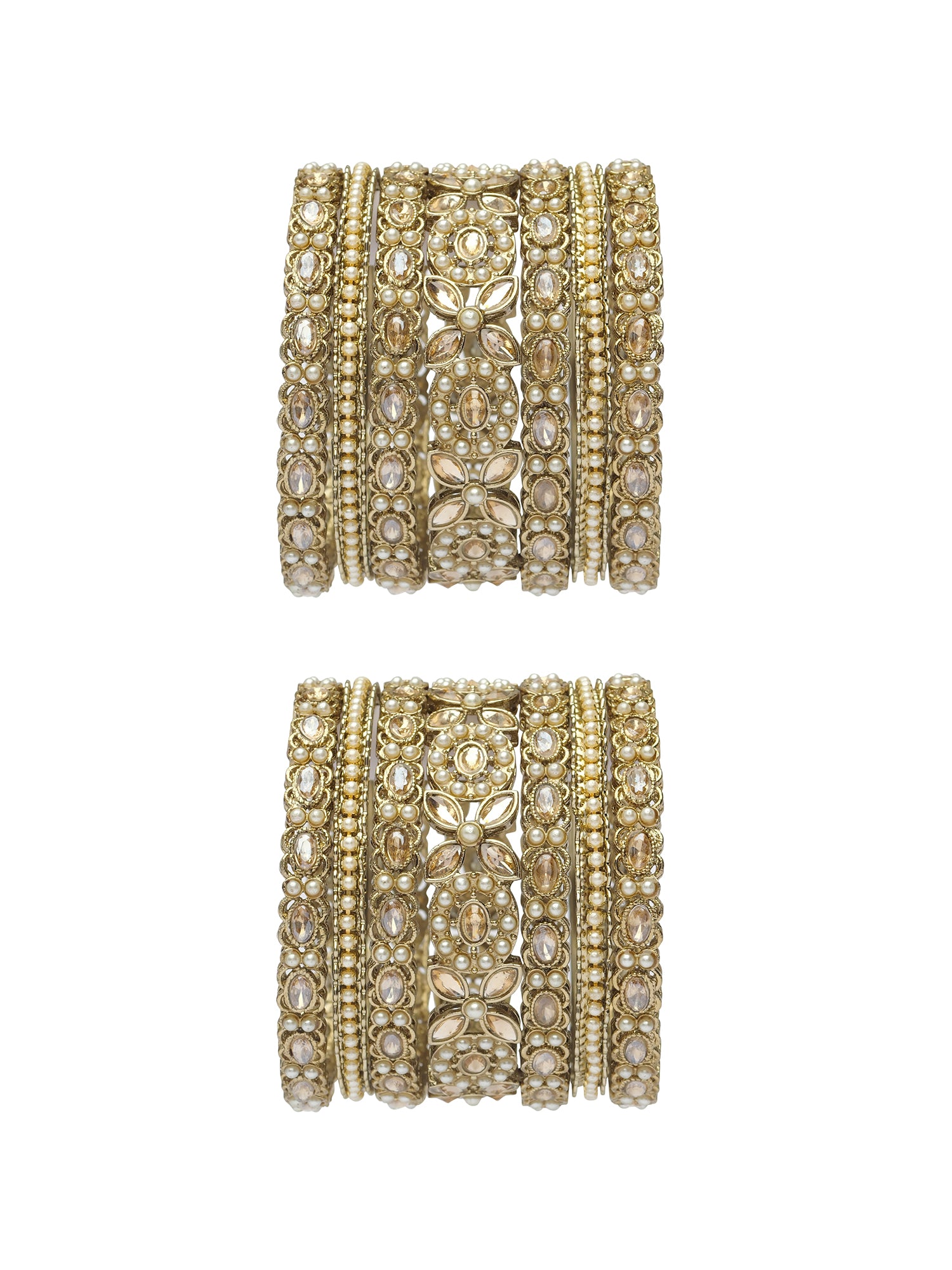 Minara Bangle Set in Pearl and Antique Gold