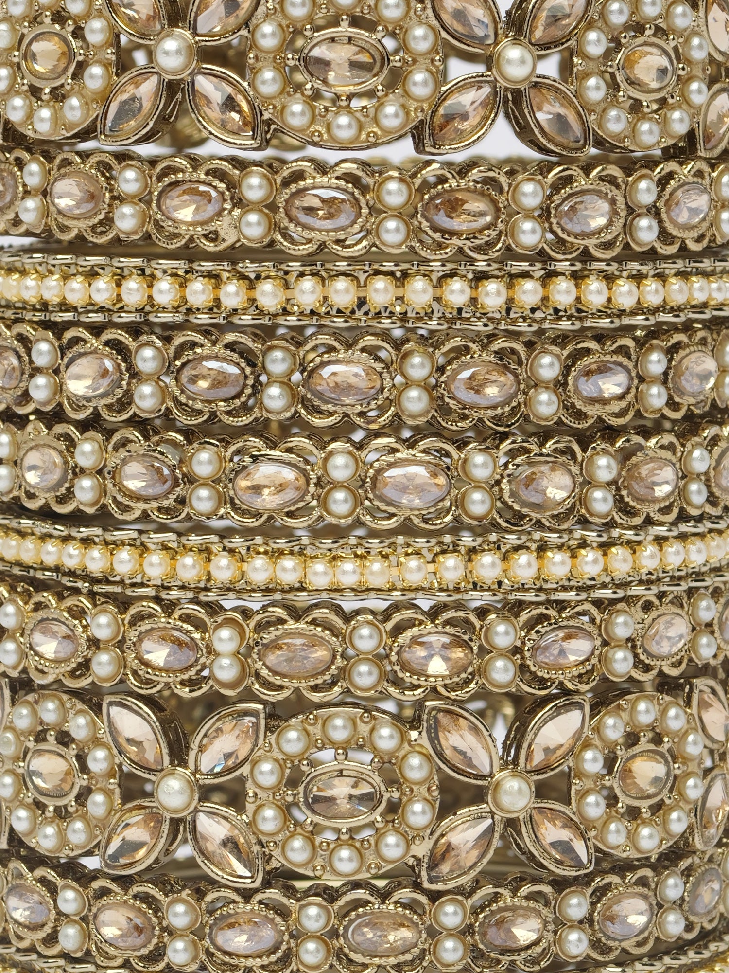 Minara Bangle Set in Pearl and Antique Gold