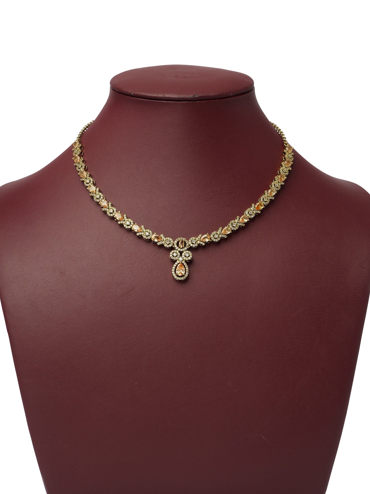 Mira Simple Cubic Zirconia Necklace Set in Champagne
