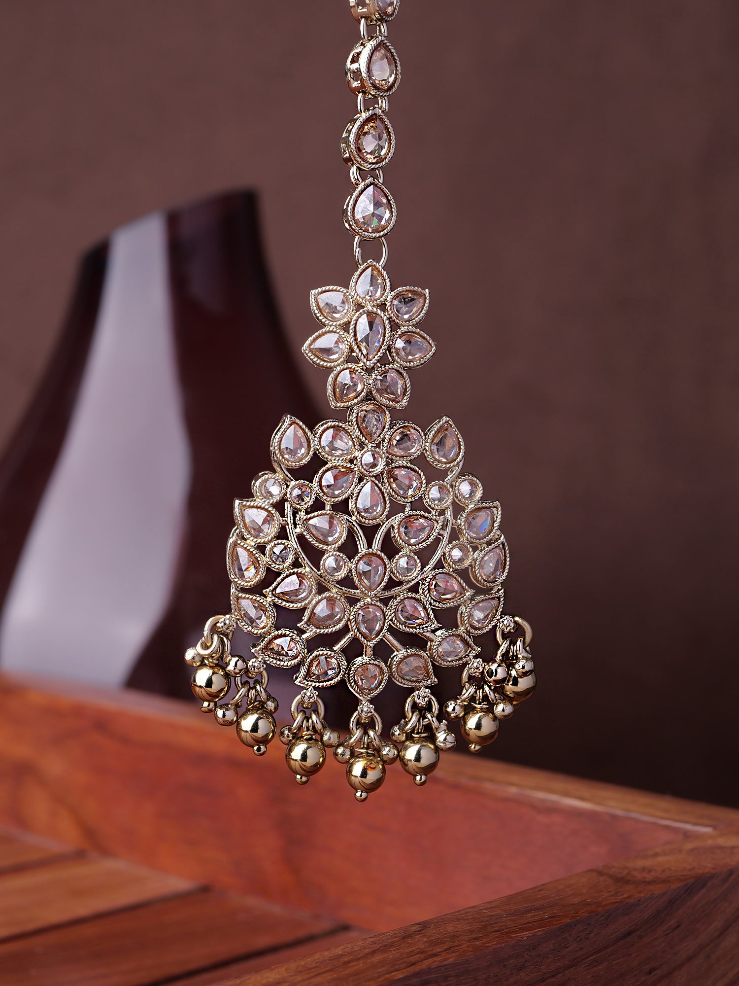 Mirza Maang Tikka in Antique Gold