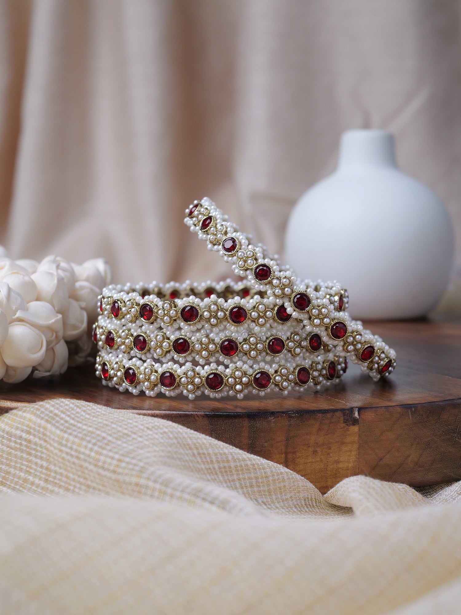 Miva Pearl Kadas in Maroon and Antique Gold