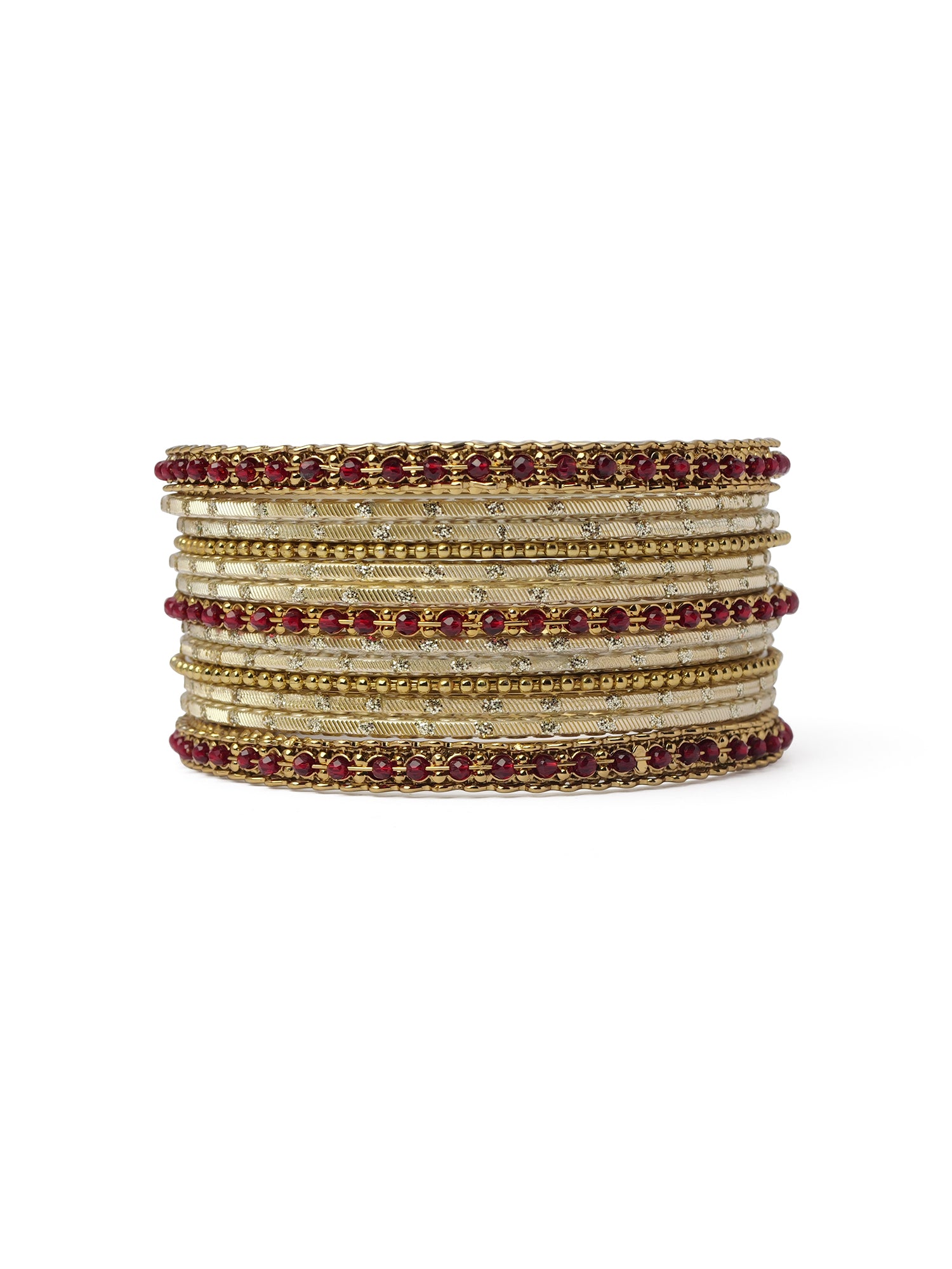Mohini Bangle Set in Maroon and Antique Gold