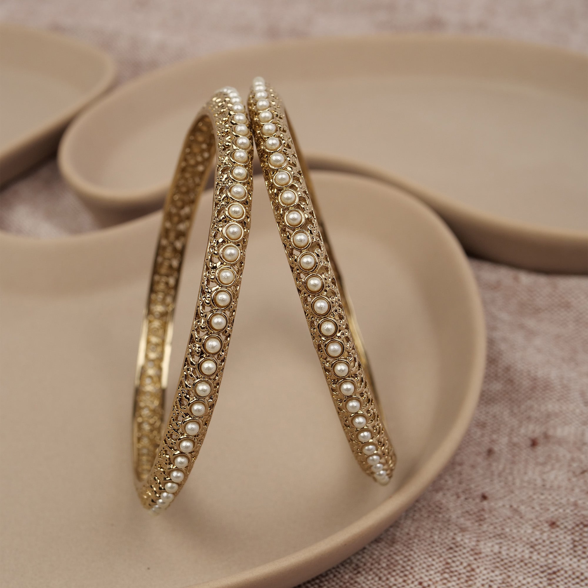 Moti Kada Bangles in Light Topaz