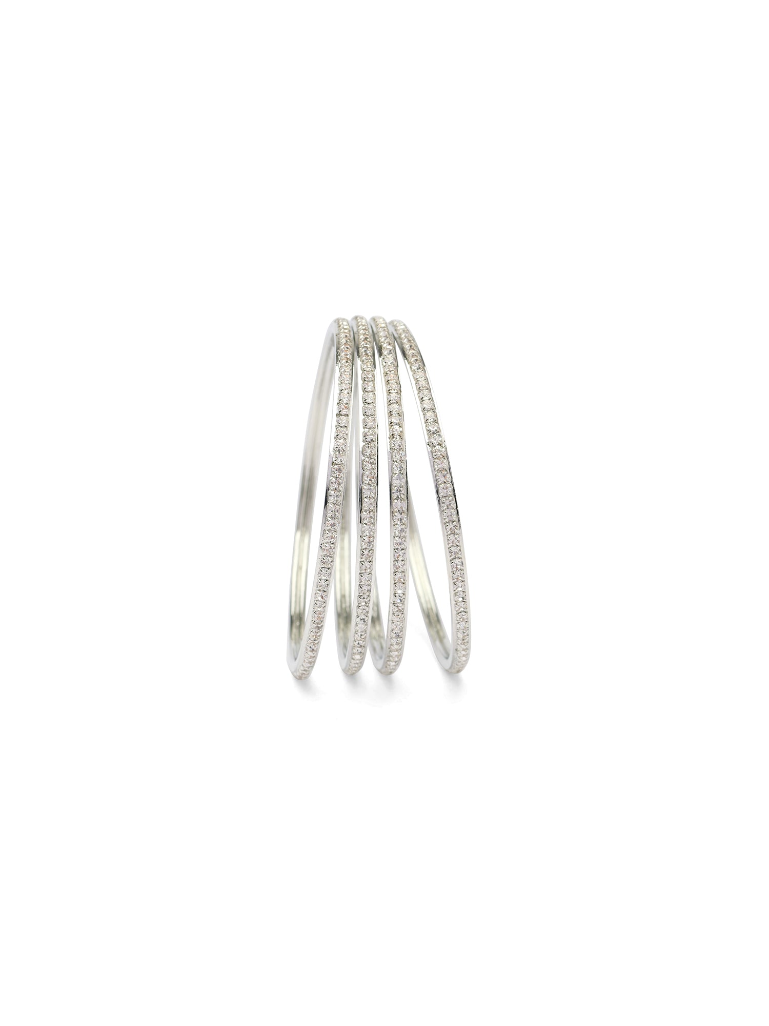 Naaz Diamante Bangles in Rhodium