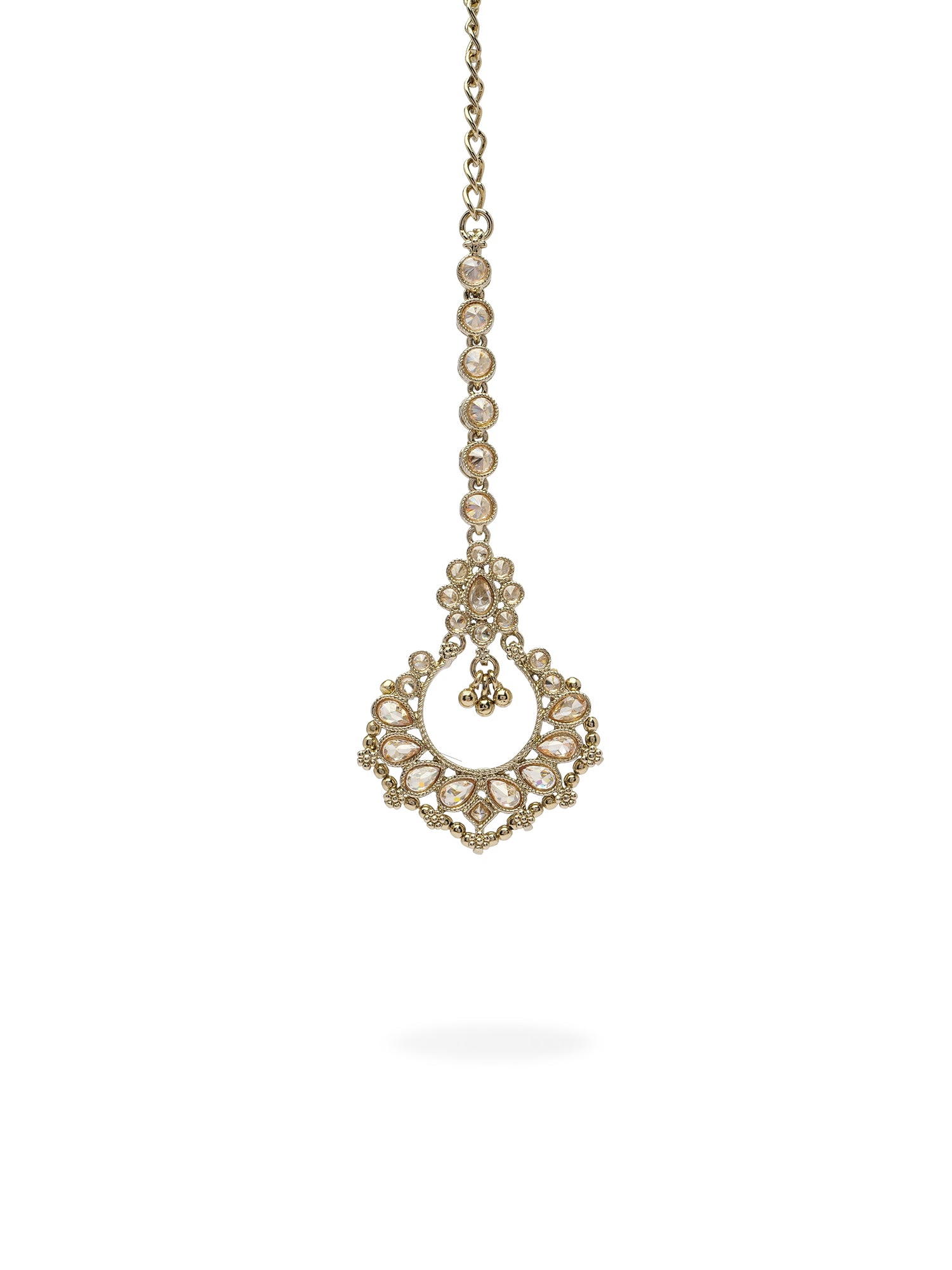 Naina Simple Necklace Set in Antique Gold