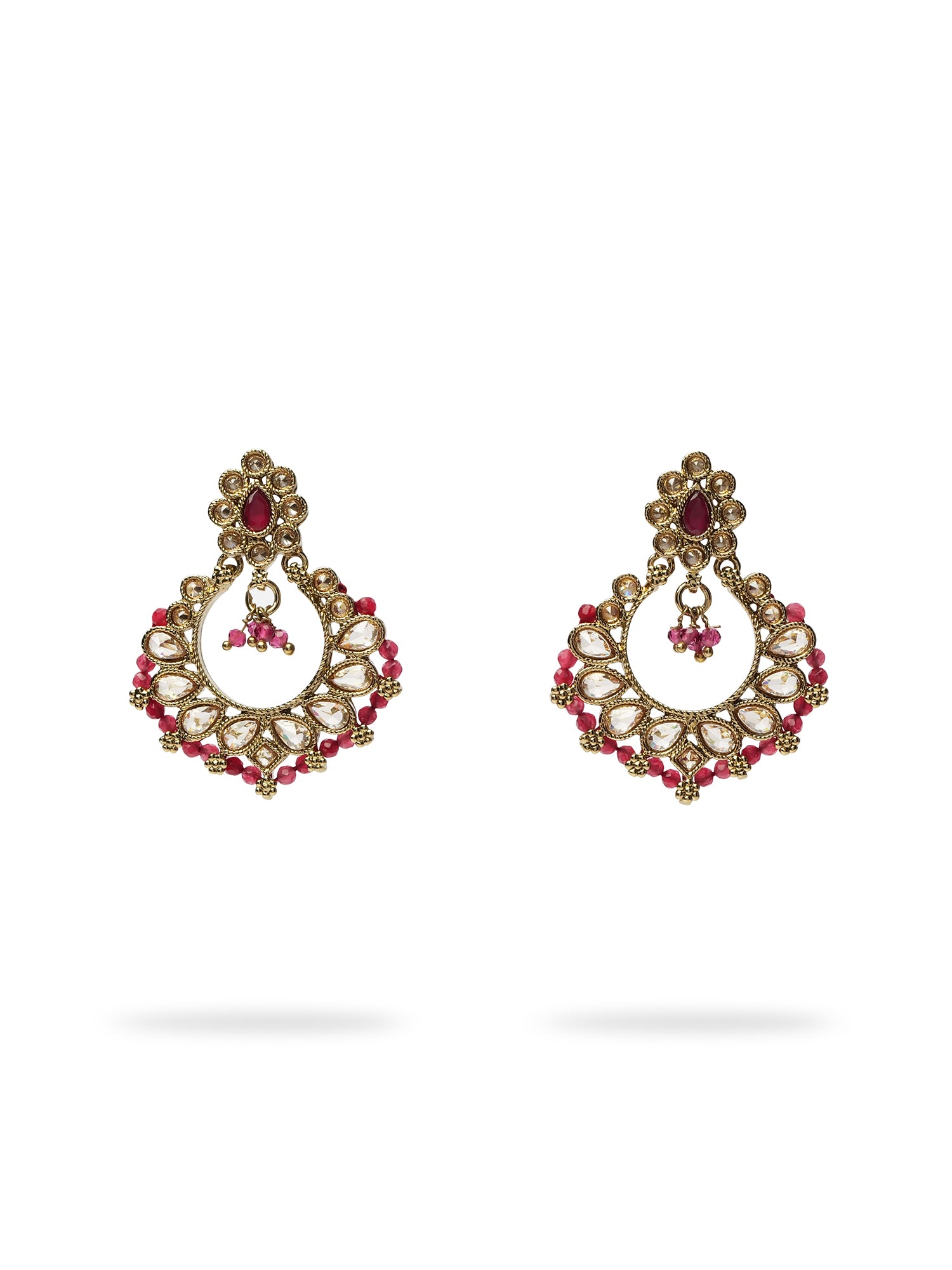 Naina Simple Necklace Set in Hot Pink