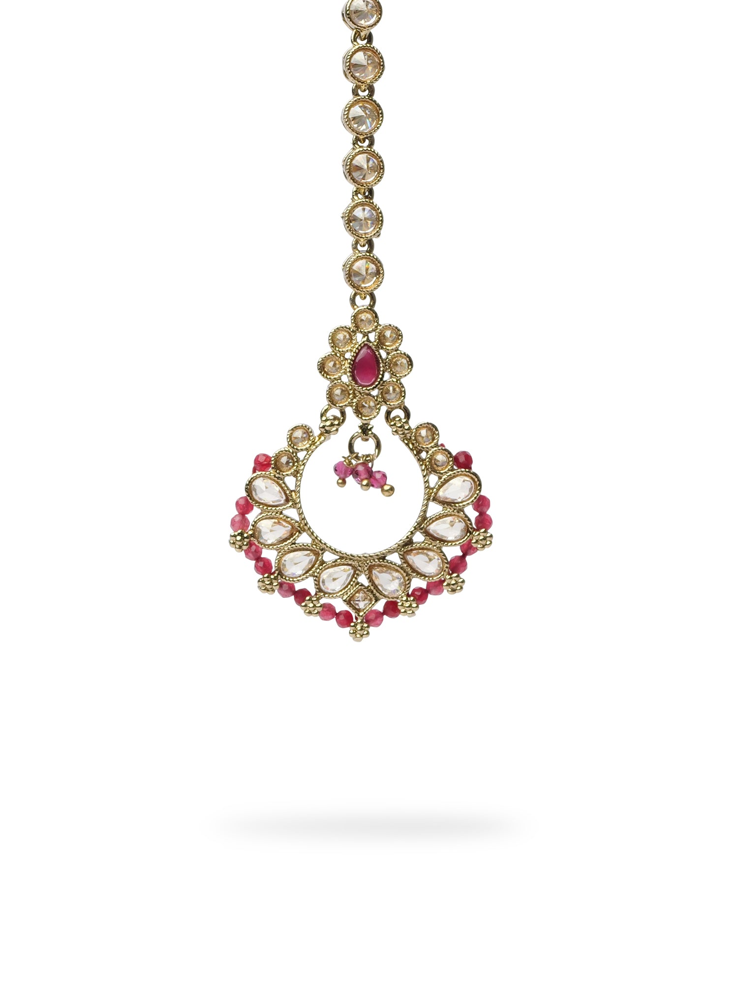 Naina Simple Necklace Set in Hot Pink