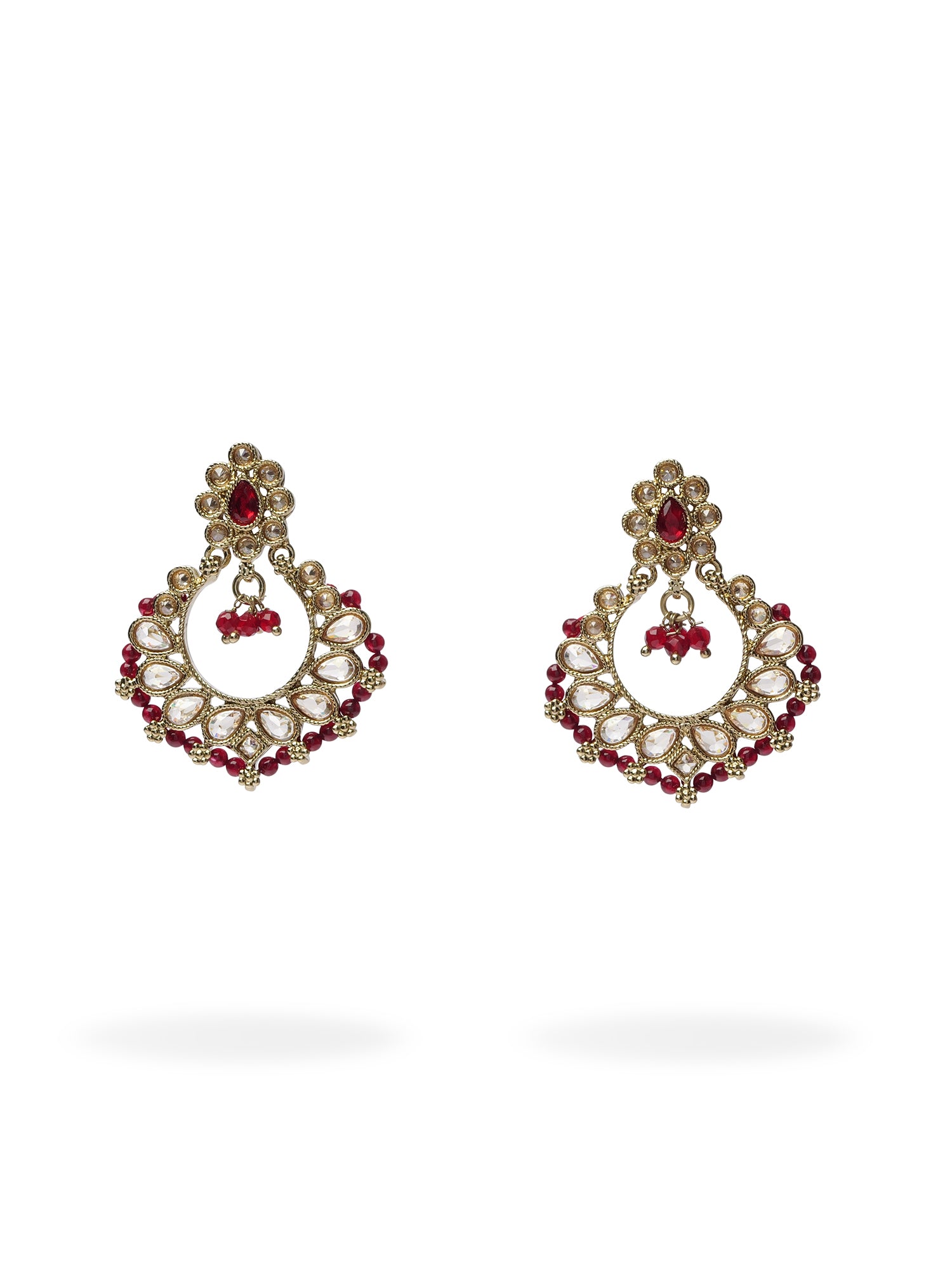Naina Simple Necklace Set in Maroon