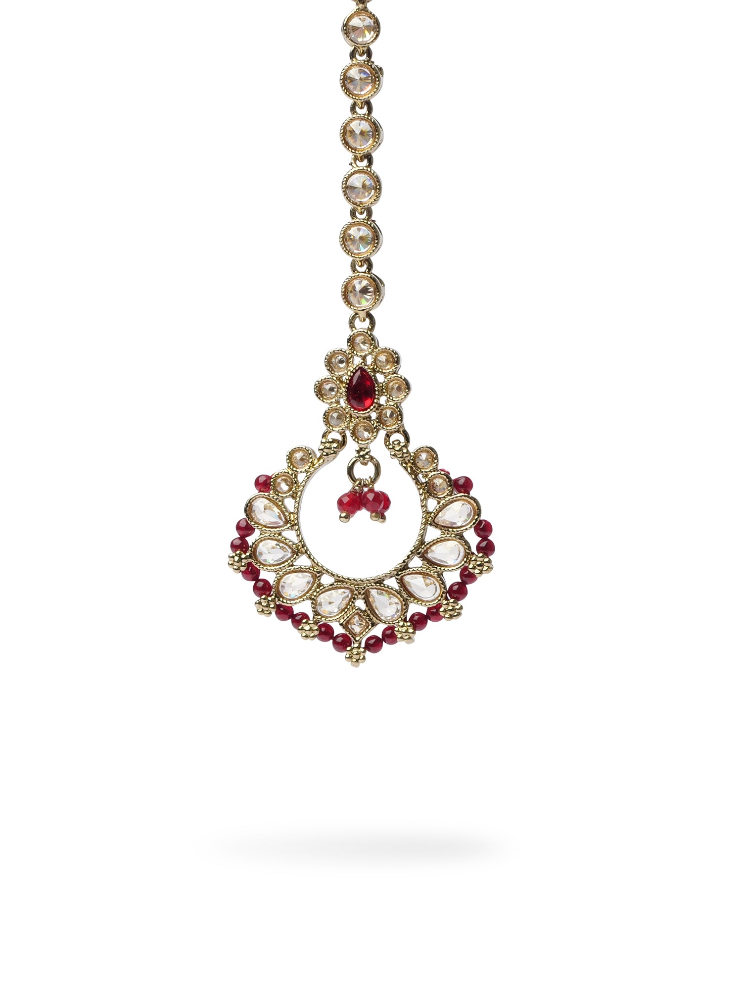 Naina Simple Necklace Set in Maroon