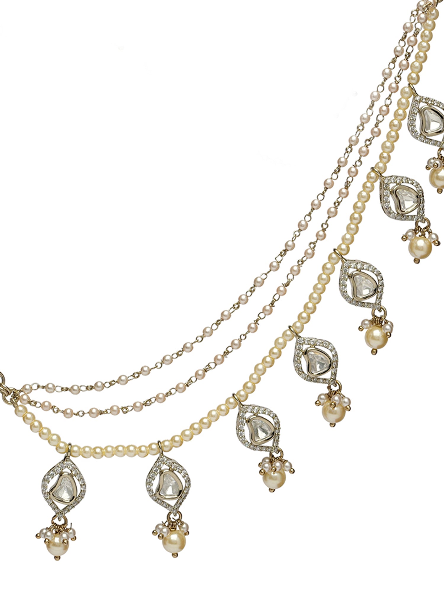 Naira Kundan Ear Chains in White