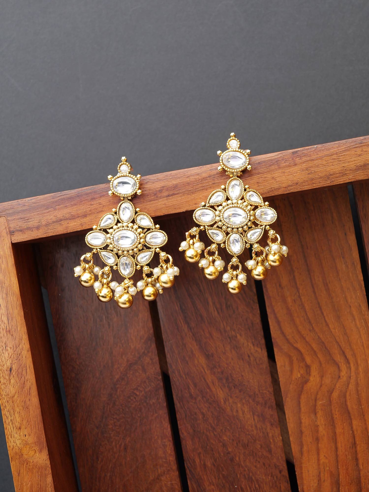 Nakshi Kundan Earrings in White