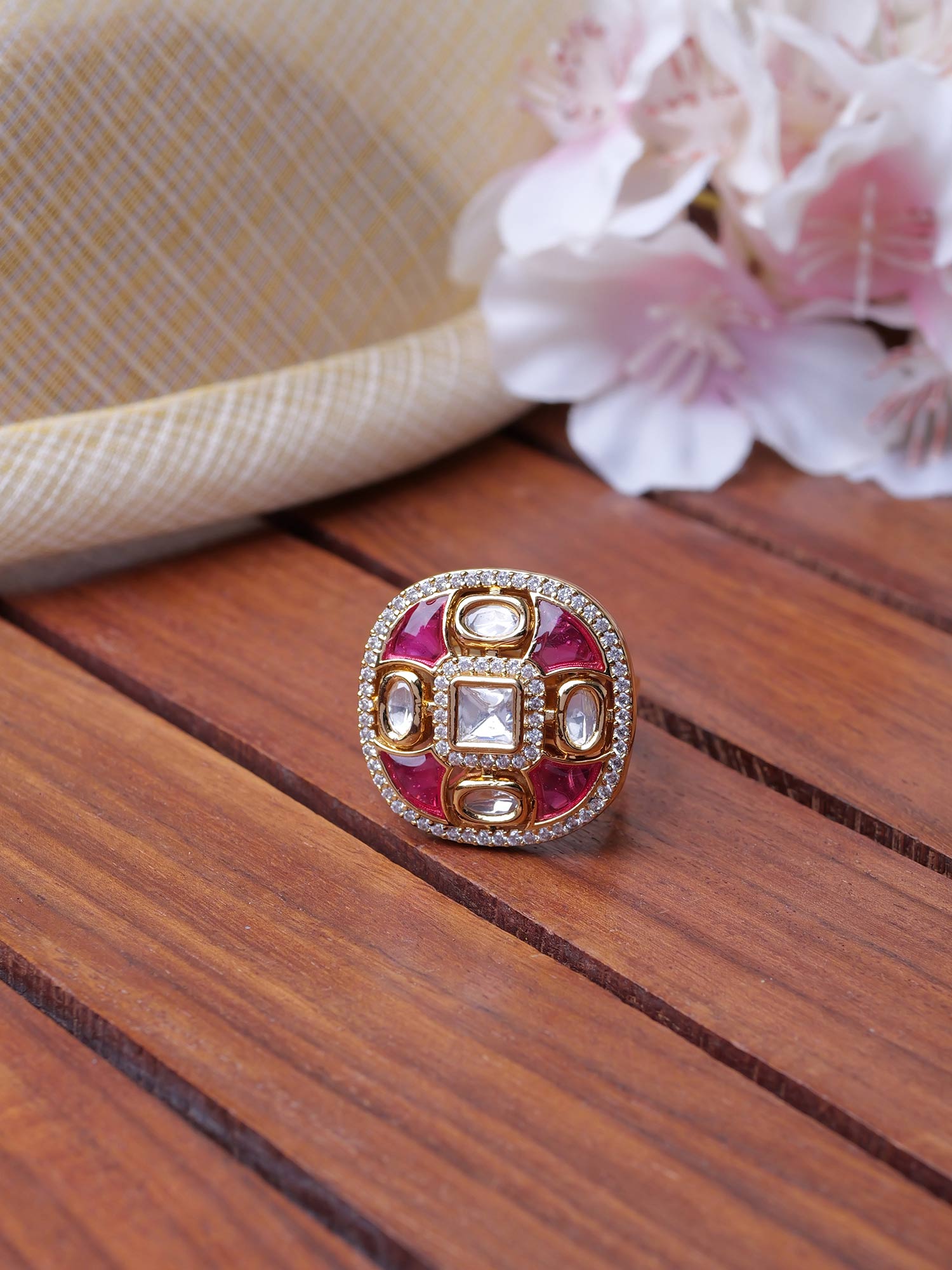 Nalini Kundan Ring in Ruby