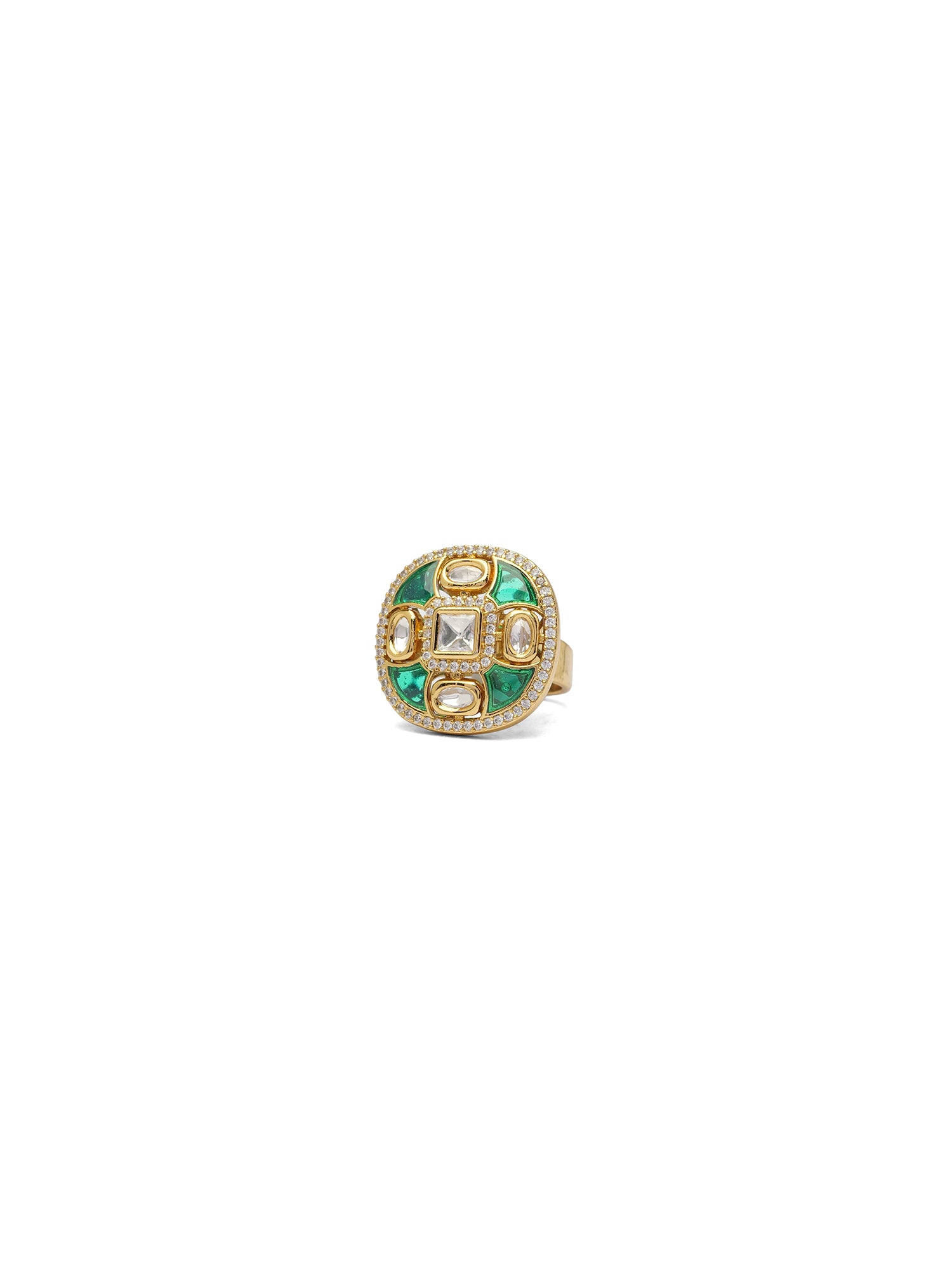 Nalini Kundan Ring in Green