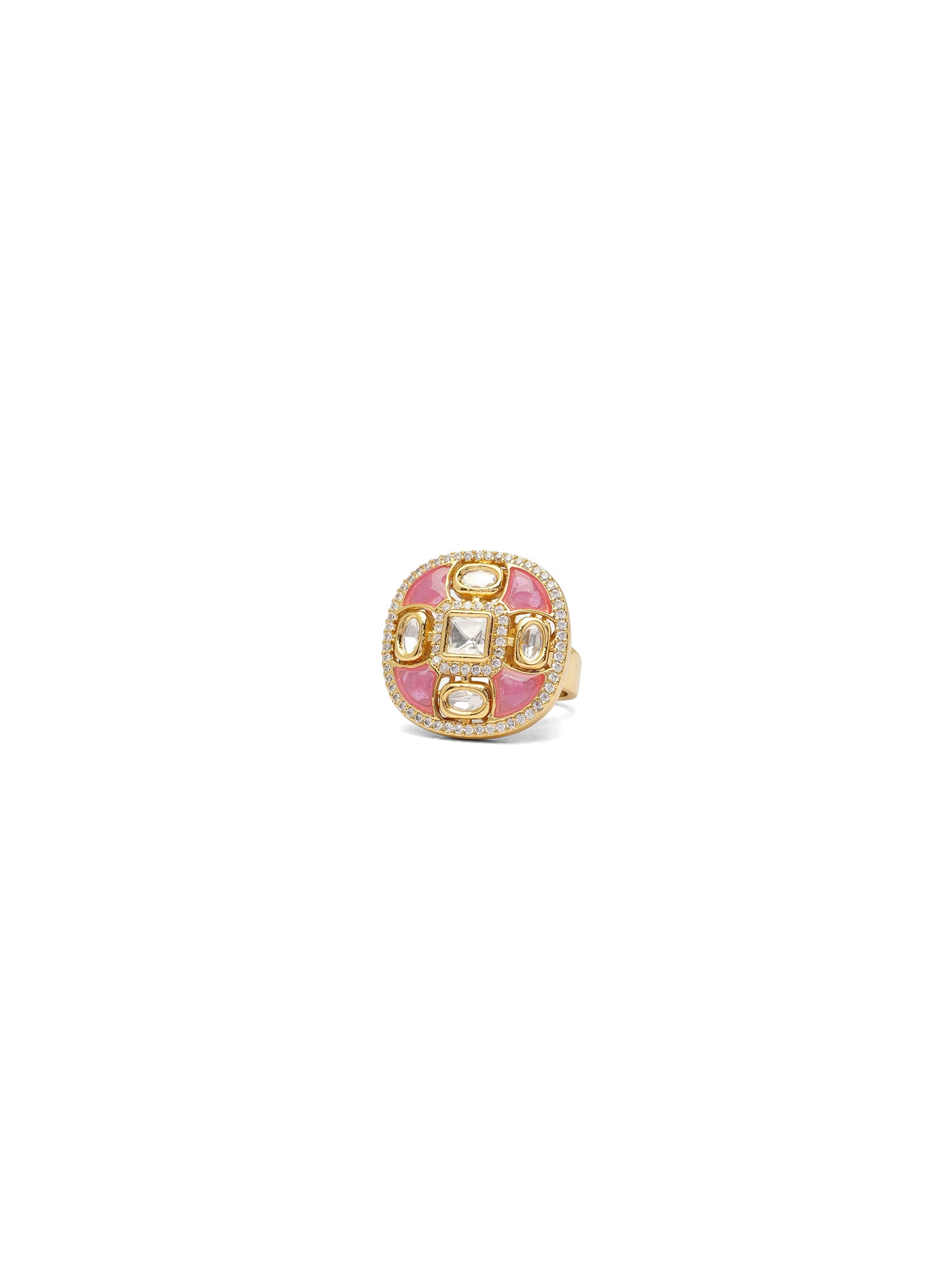 Nalini Kundan Ring in Pink