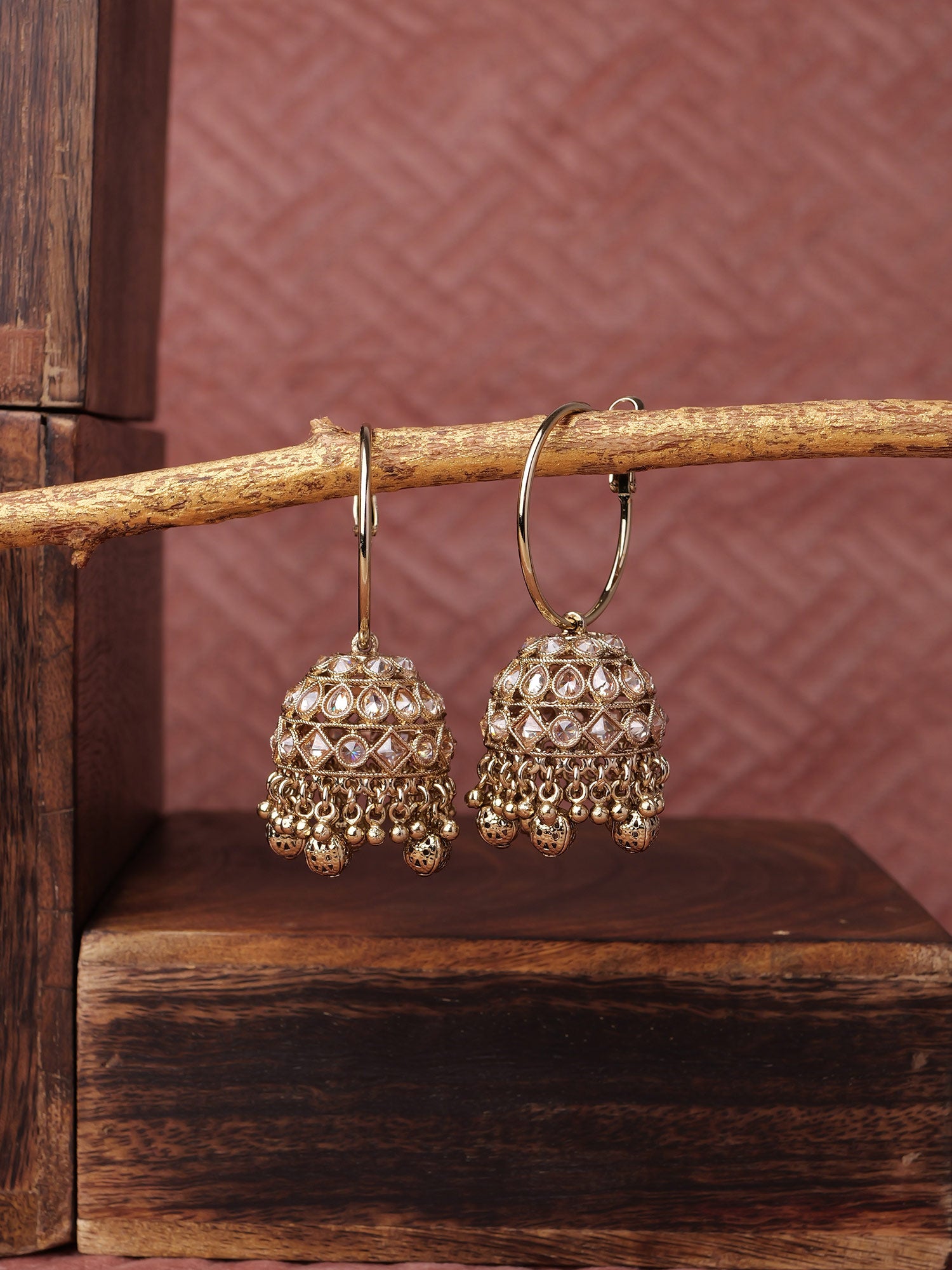 Nareen Jhumka Hoops in Antique Gold