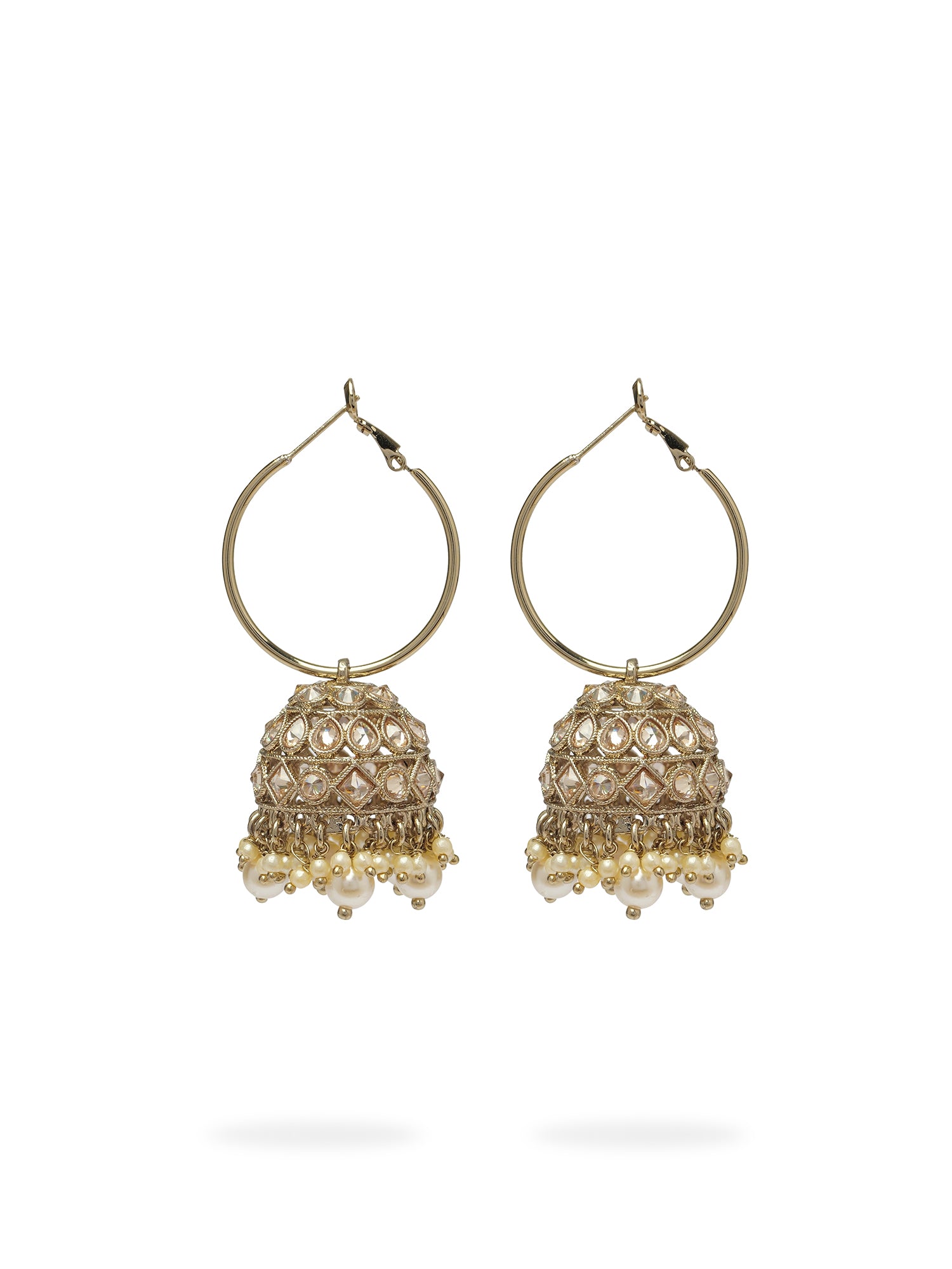 Nareen Jhumka Hoops in Pearl and Champagne
