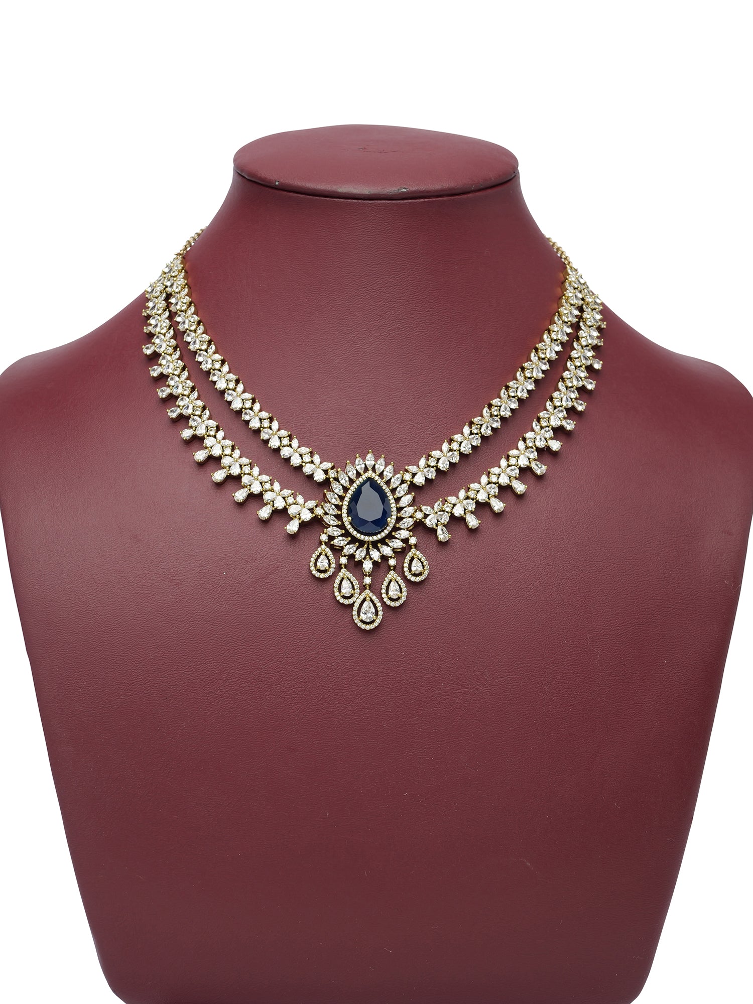 Navira Cubic Zirconia Necklace Set in Blue