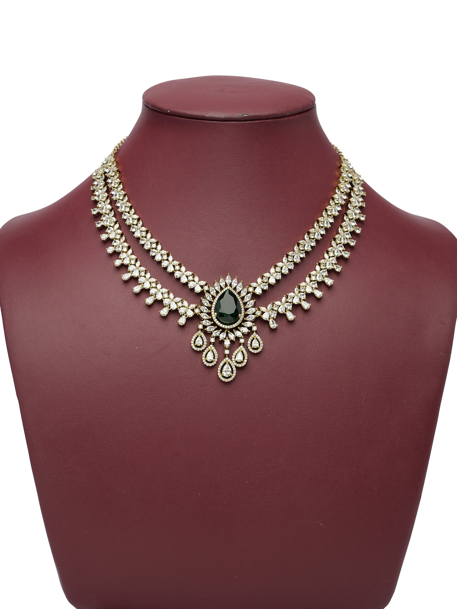 Navira Cubic Zirconia Necklace Set in Green