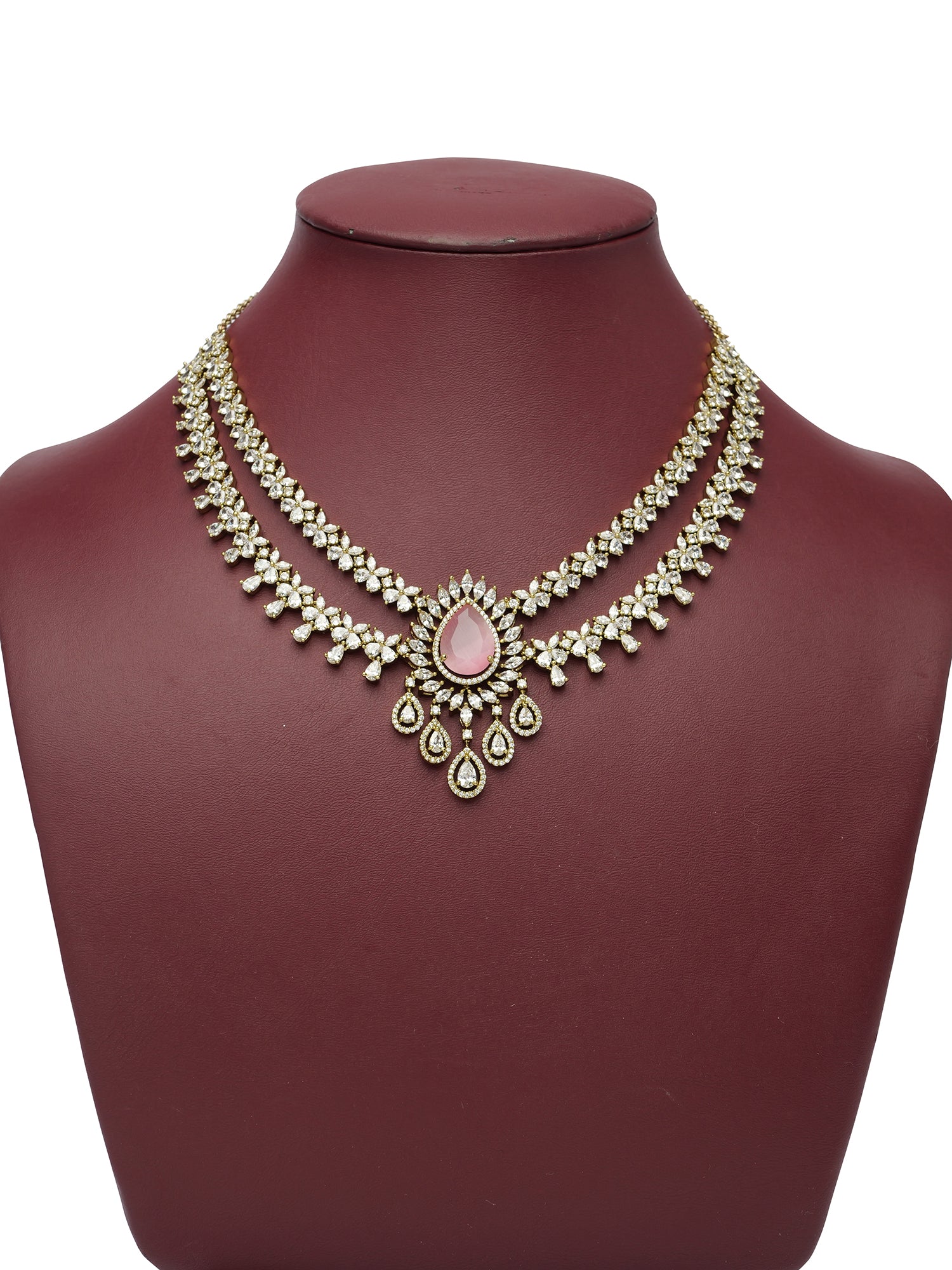 Navira Cubic Zirconia Necklace Set in Light Pink