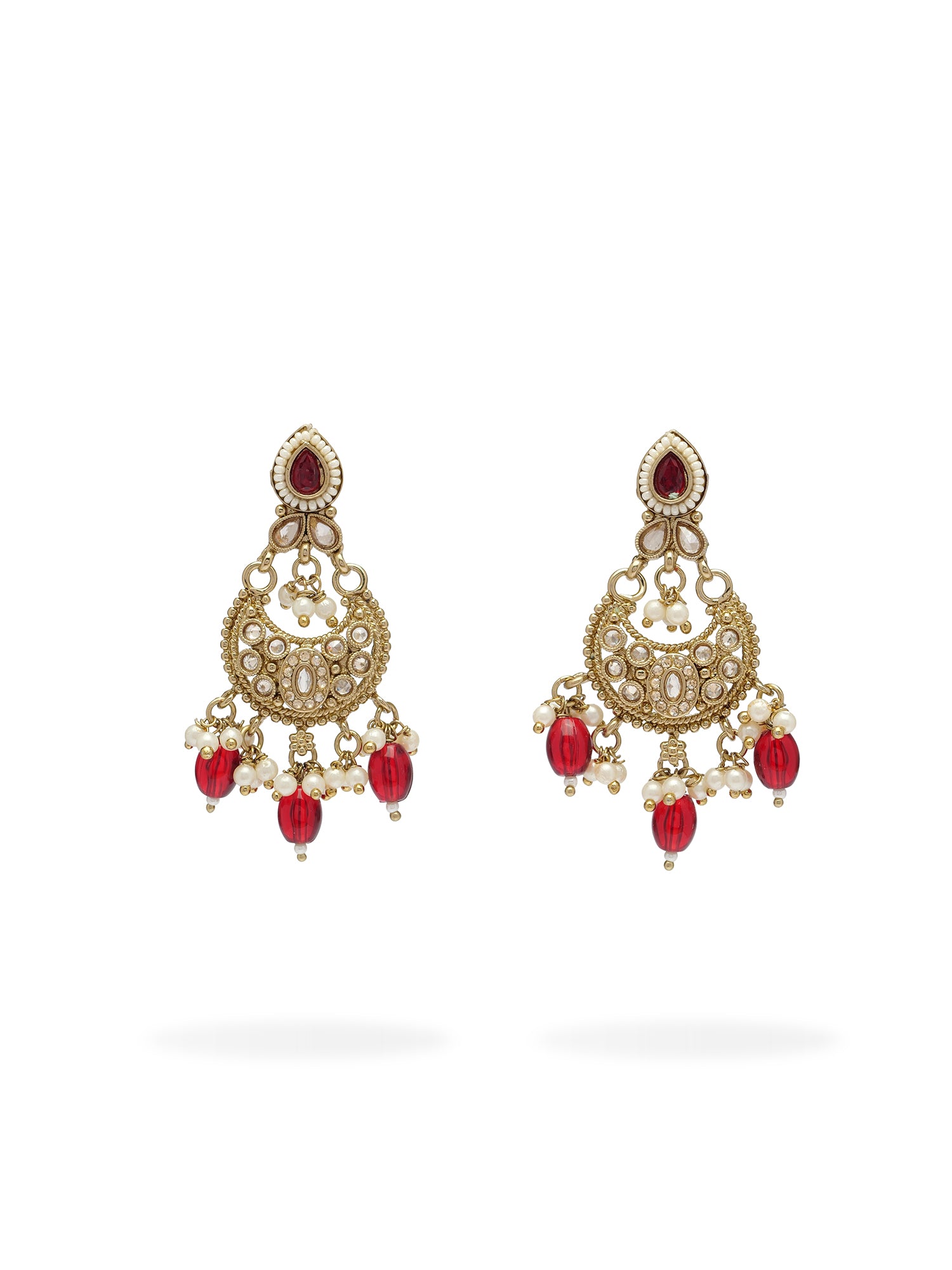 Nayla Pearl Earrings in Maroon