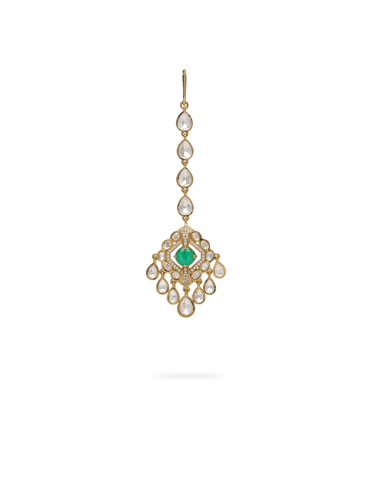 Nazneen Bridal Kundan Necklace Set in Green