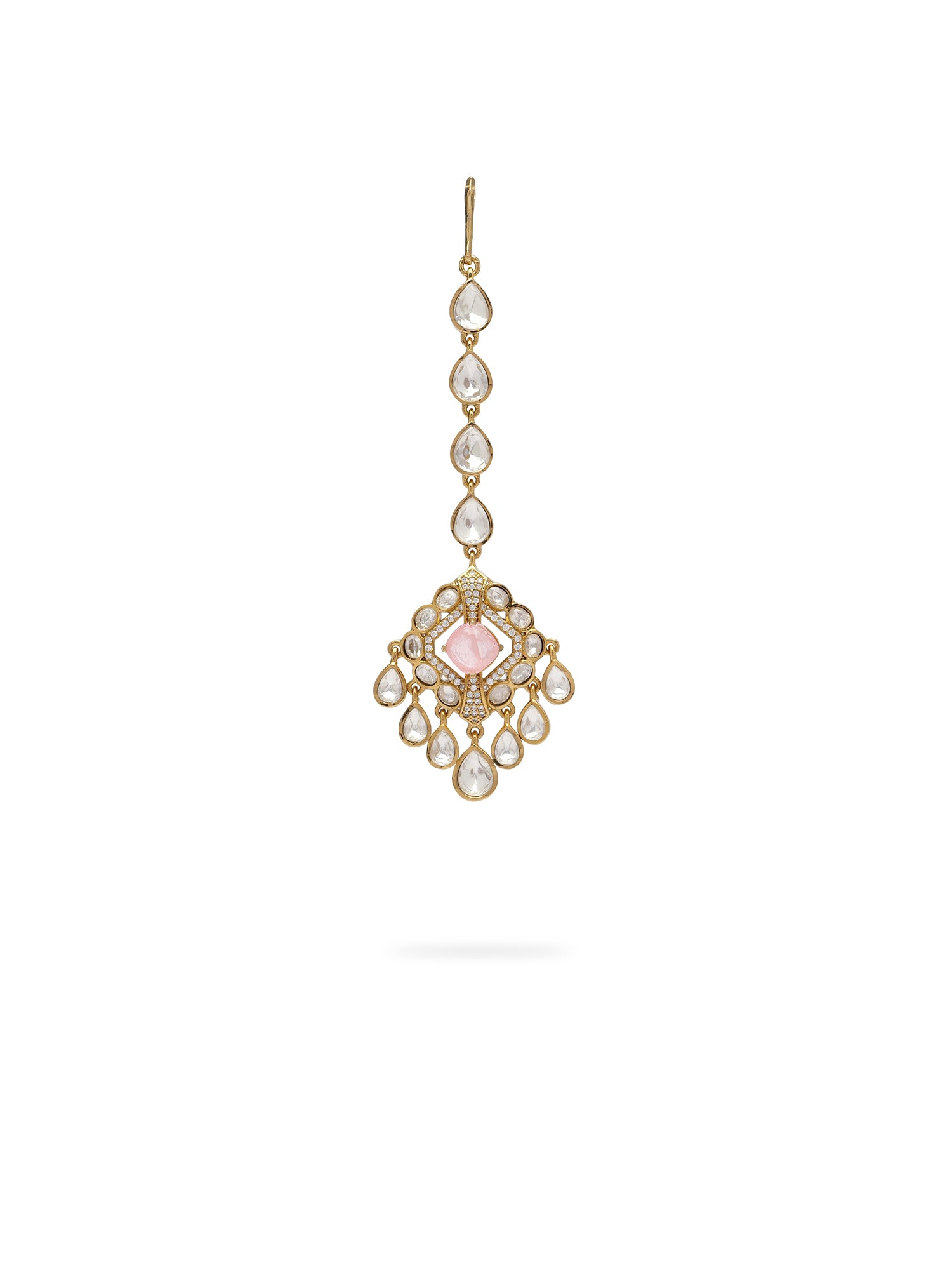 Nazneen Bridal Kundan Necklace Set in Pink