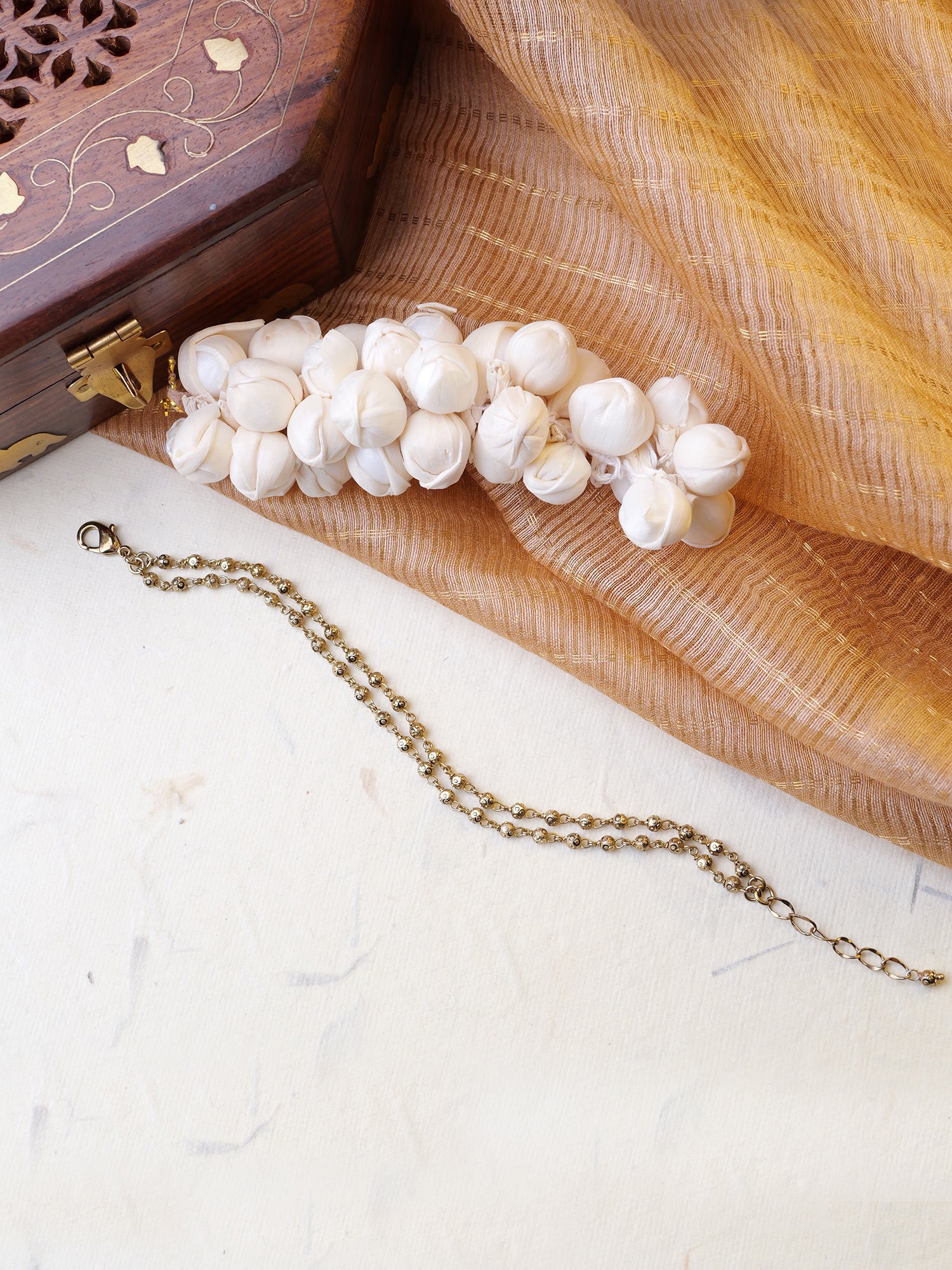 Neela Antique Gold Ball Layered Bracelet