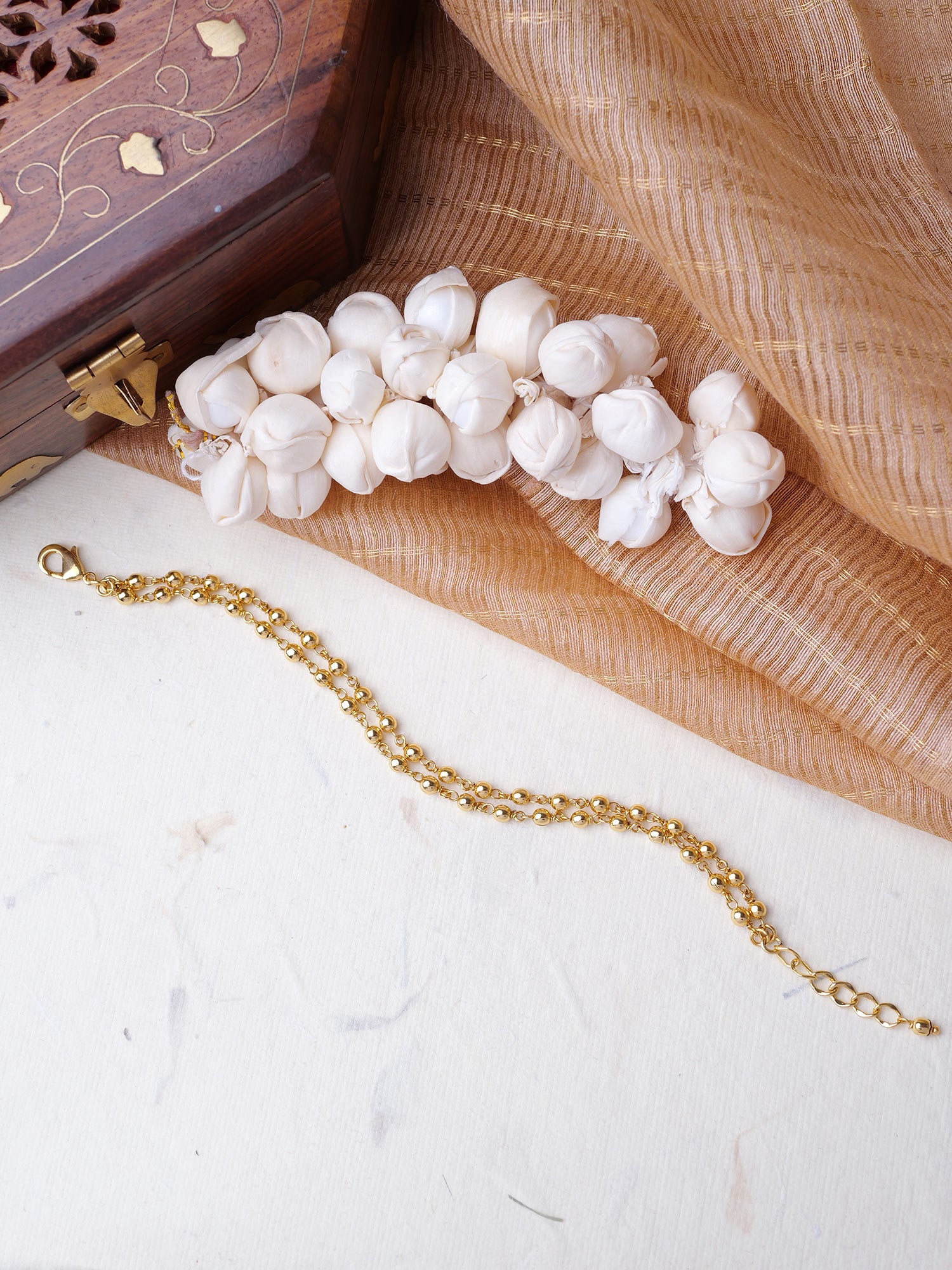 Neela Gold Oxidised Ball Layered Bracelet
