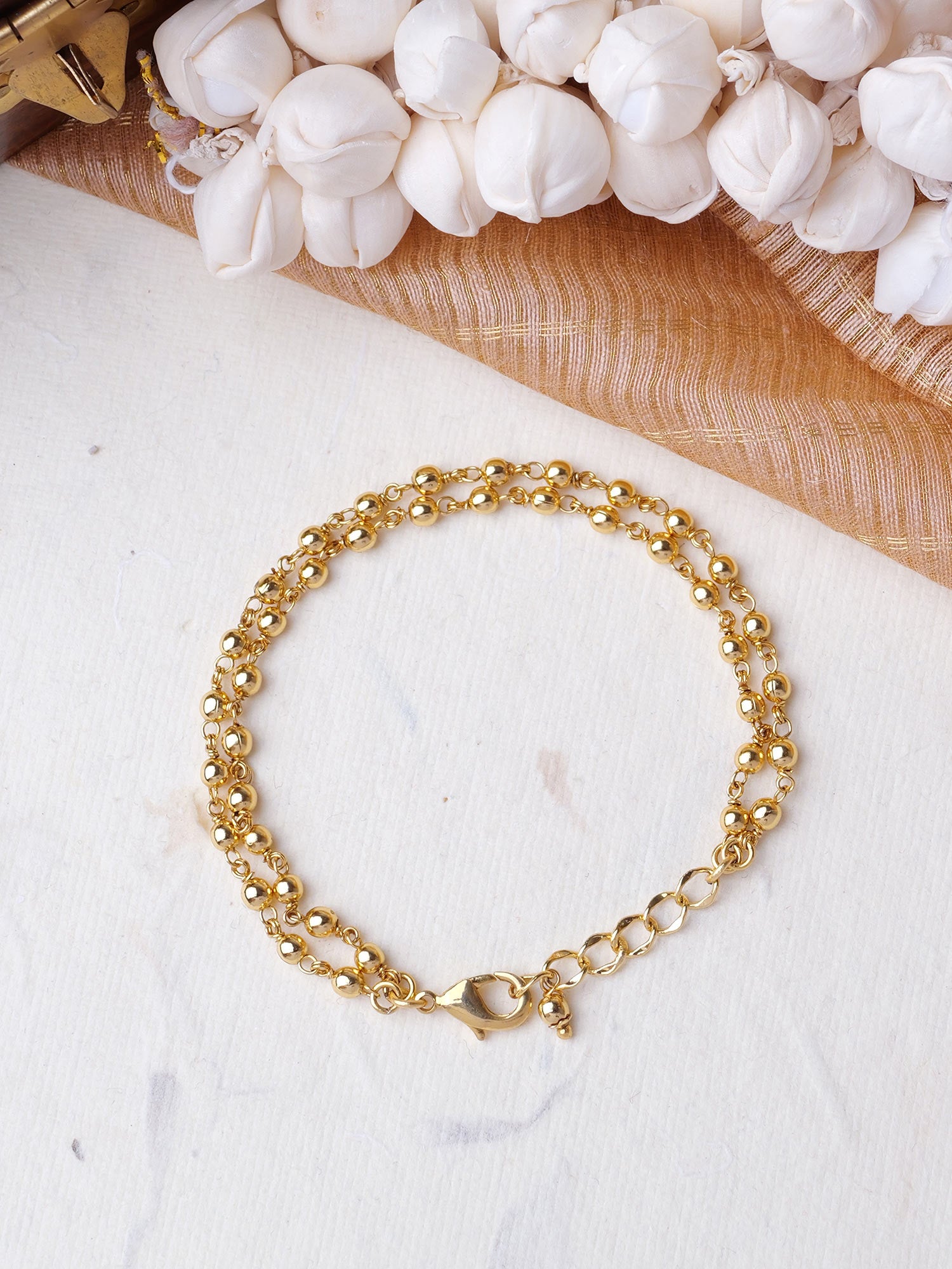 Neela Gold Oxidised Ball Layered Bracelet