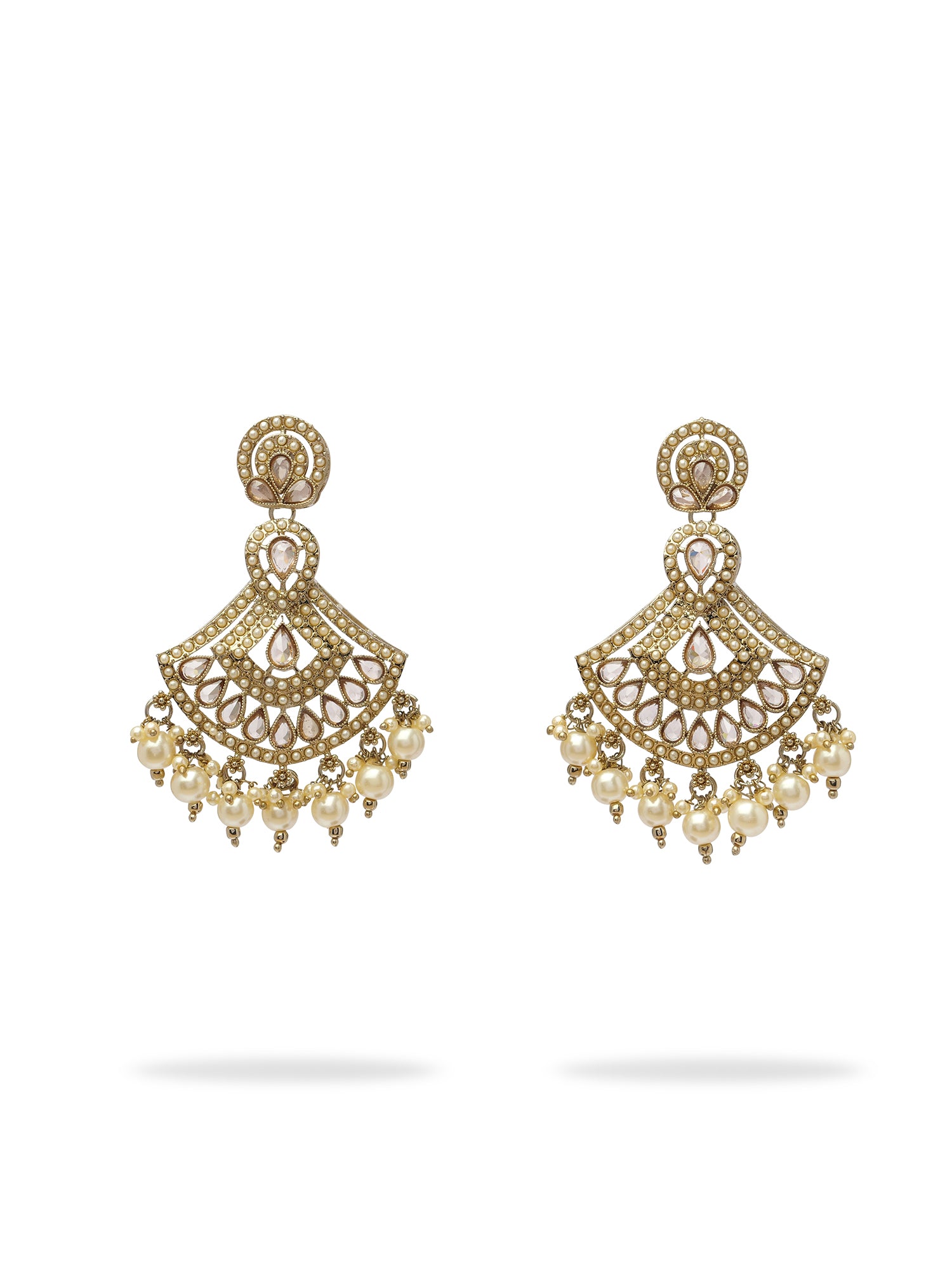 Neelima Pearl Necklace Set in Antique Gold