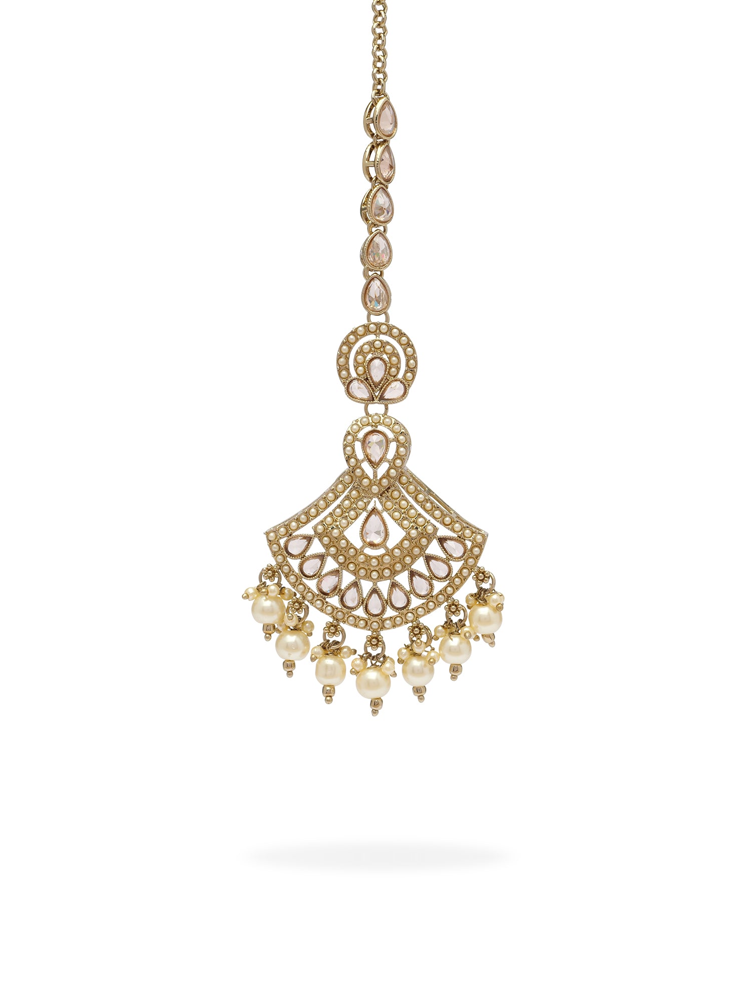 Neelima Pearl Necklace Set in Antique Gold