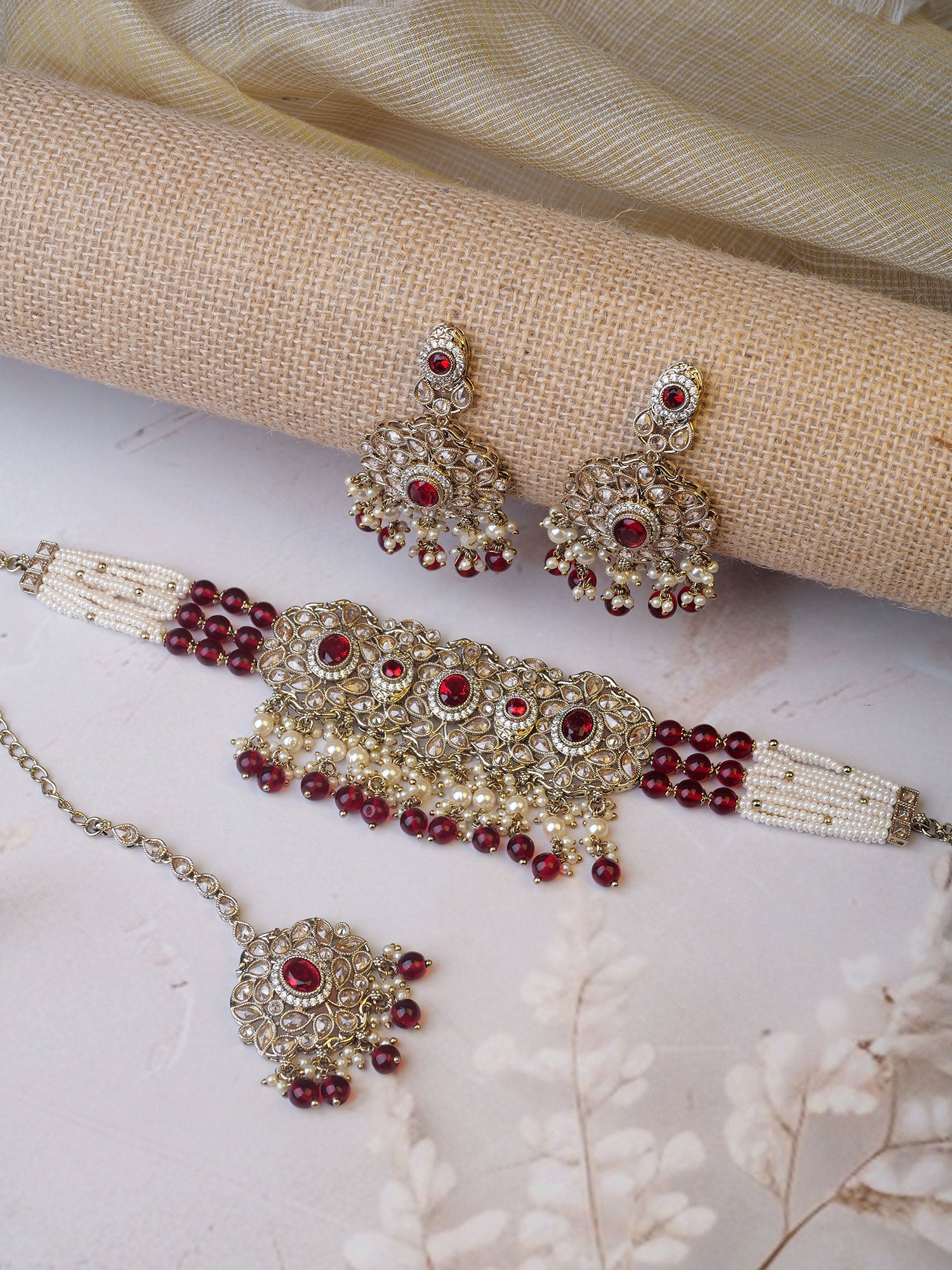 Neelmani Choker Set in Maroon