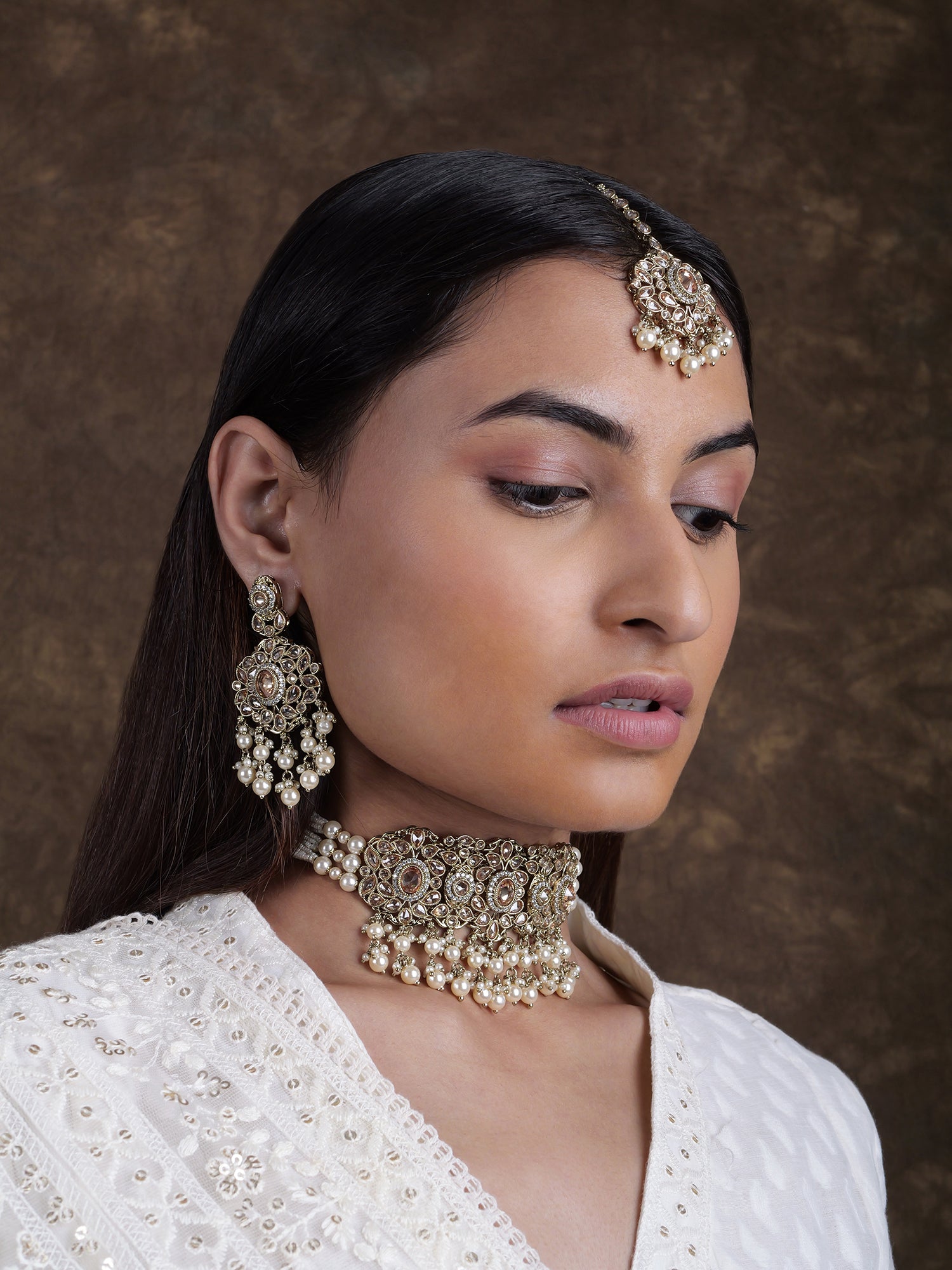 Neelmani Choker Set in Antique Gold