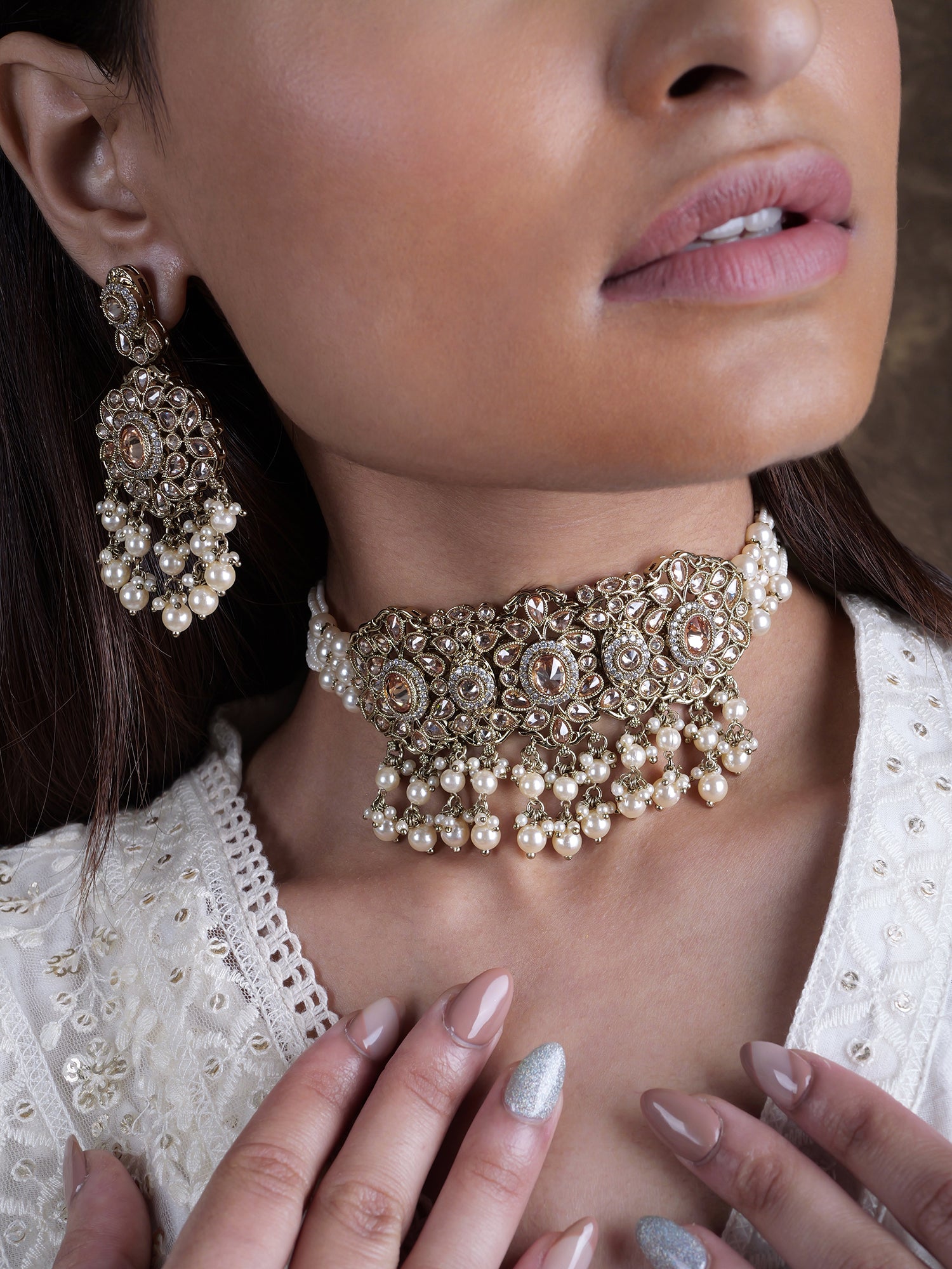 Neelmani Choker Set in Antique Gold