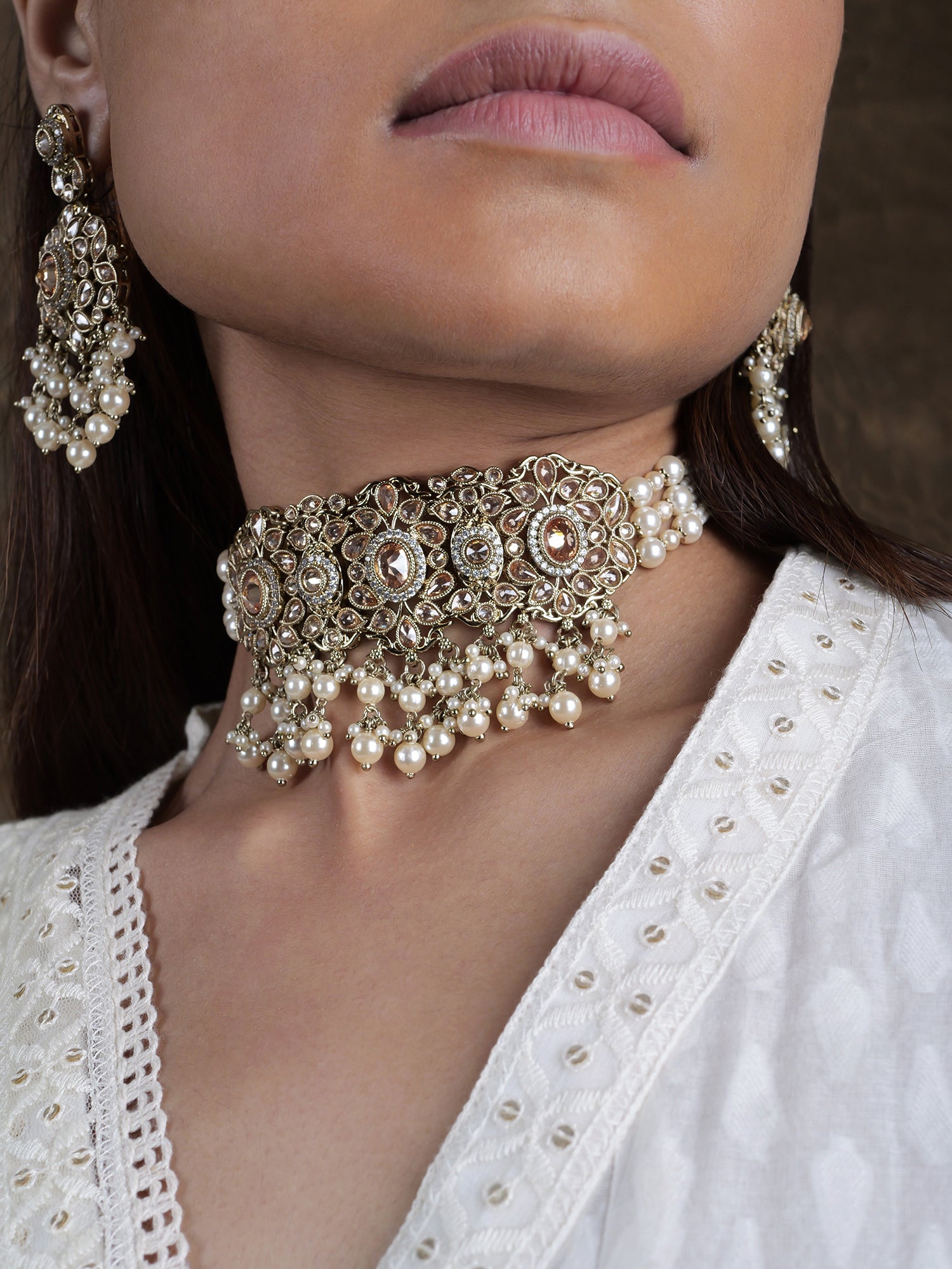 Neelmani Choker Set in Antique Gold