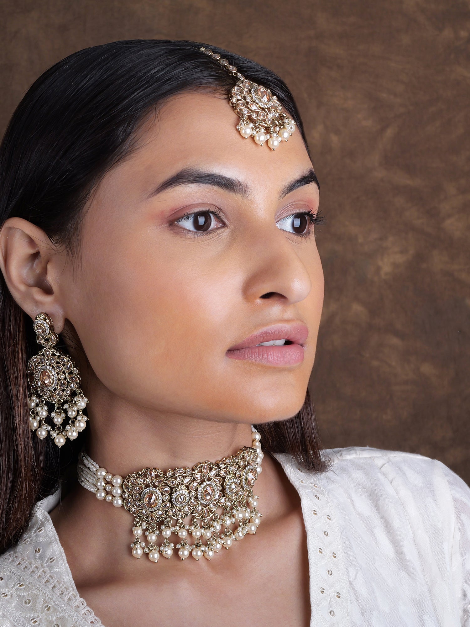 Neelmani Choker Set in Antique Gold