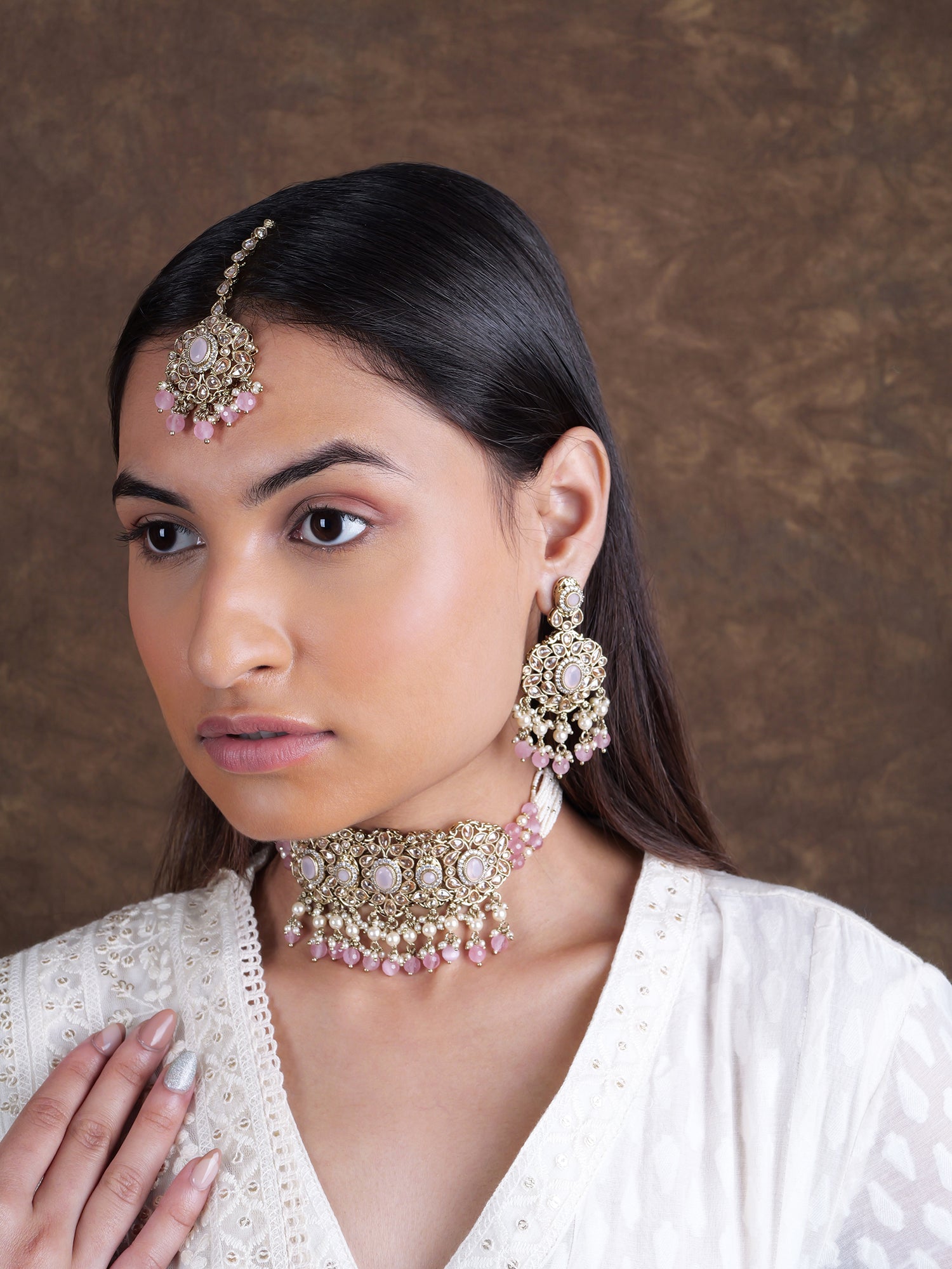 Neelmani Necklace Set in Light Pink