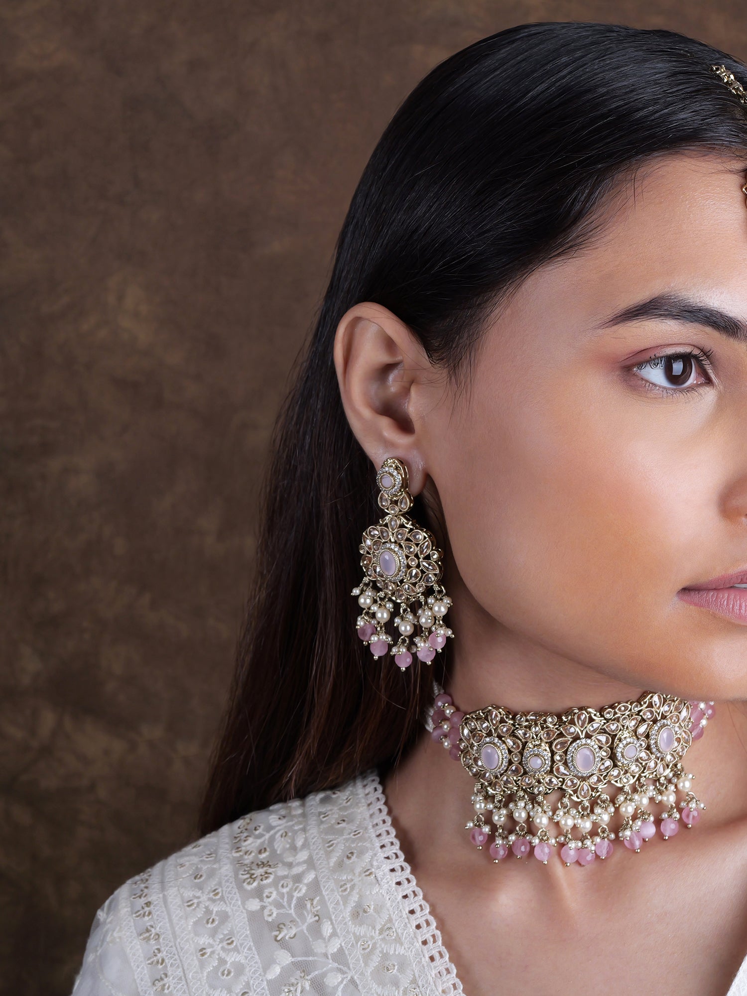 Neelmani Necklace Set in Light Pink
